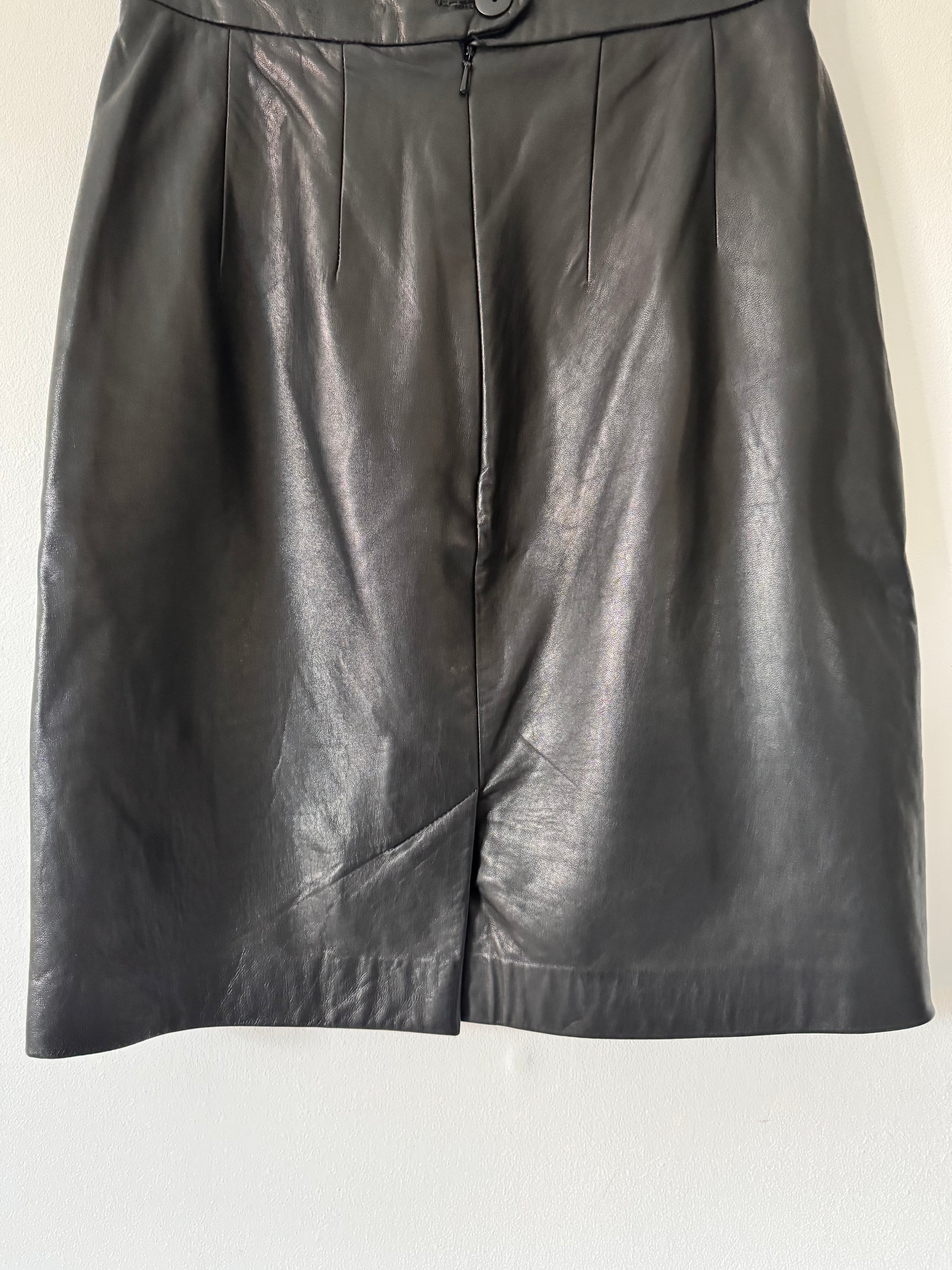 Paul Costelloe Vintage Pencil LeatherSkirt image 6
