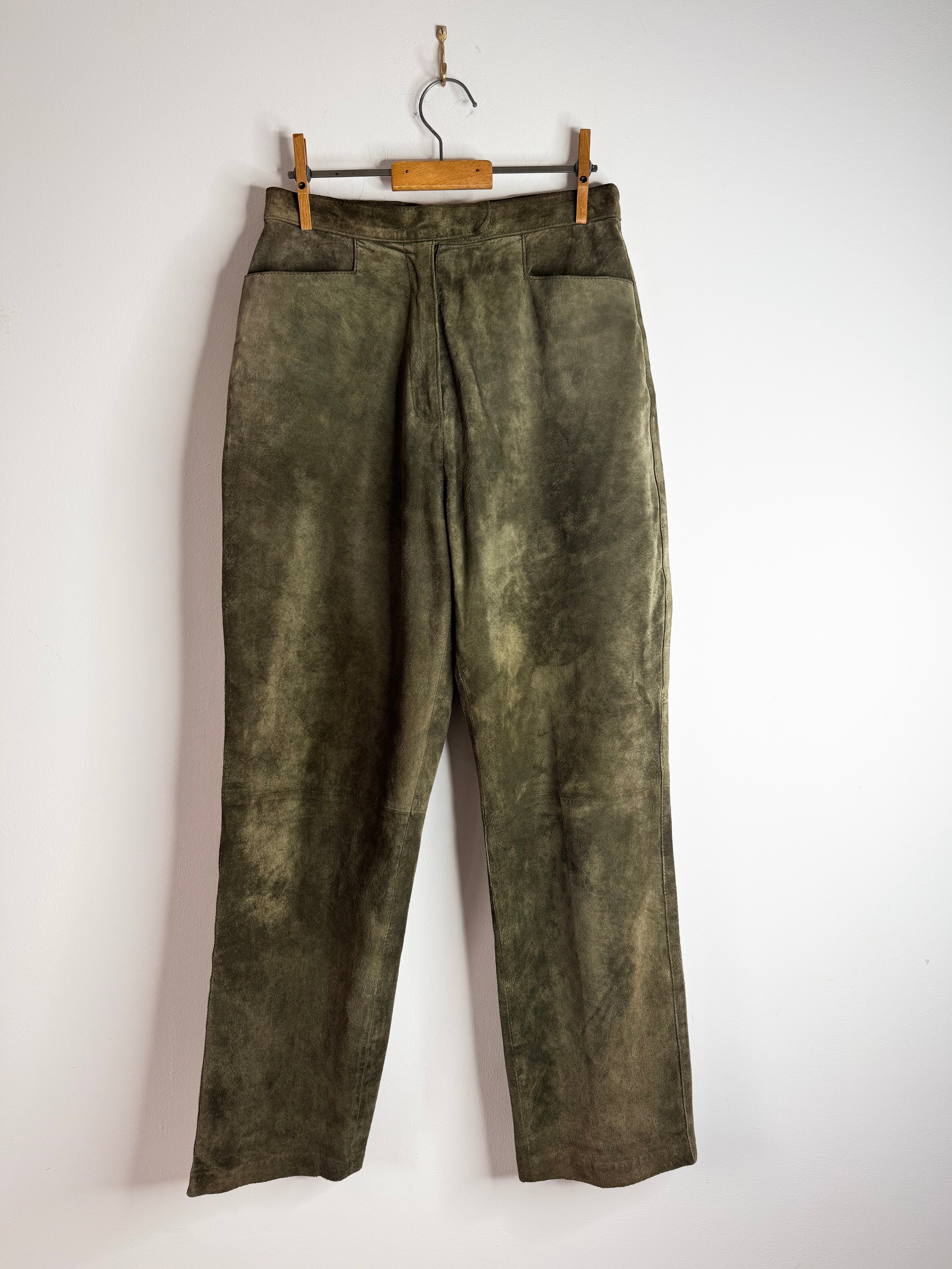 Vintage Green Suede Trousers image 1