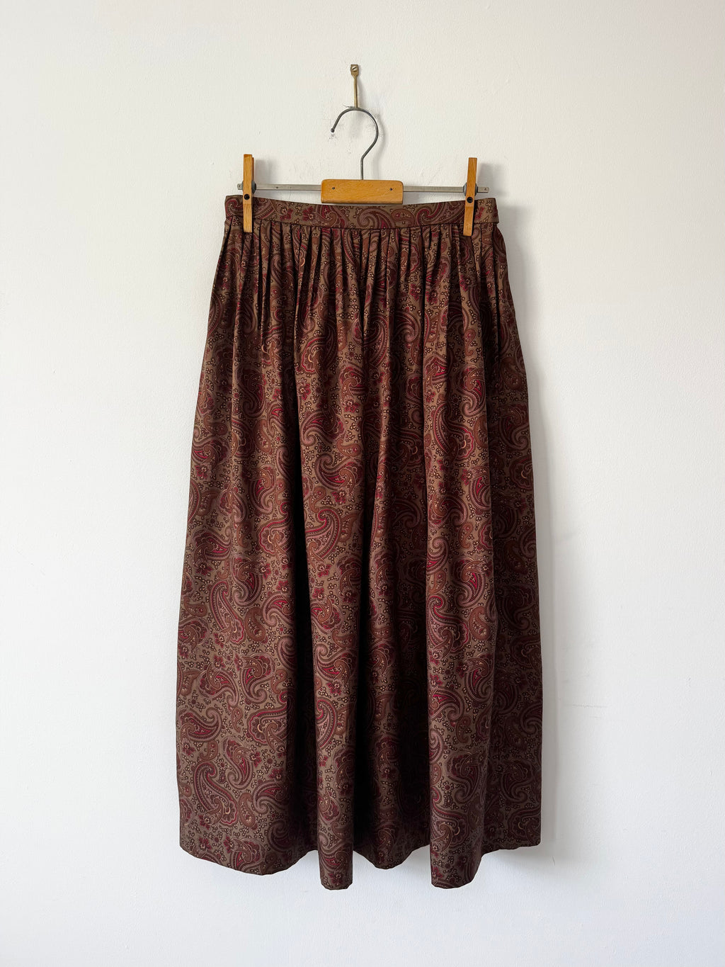 Ralph Lauren Paisley Silk Twill Gathered Midi Skirt