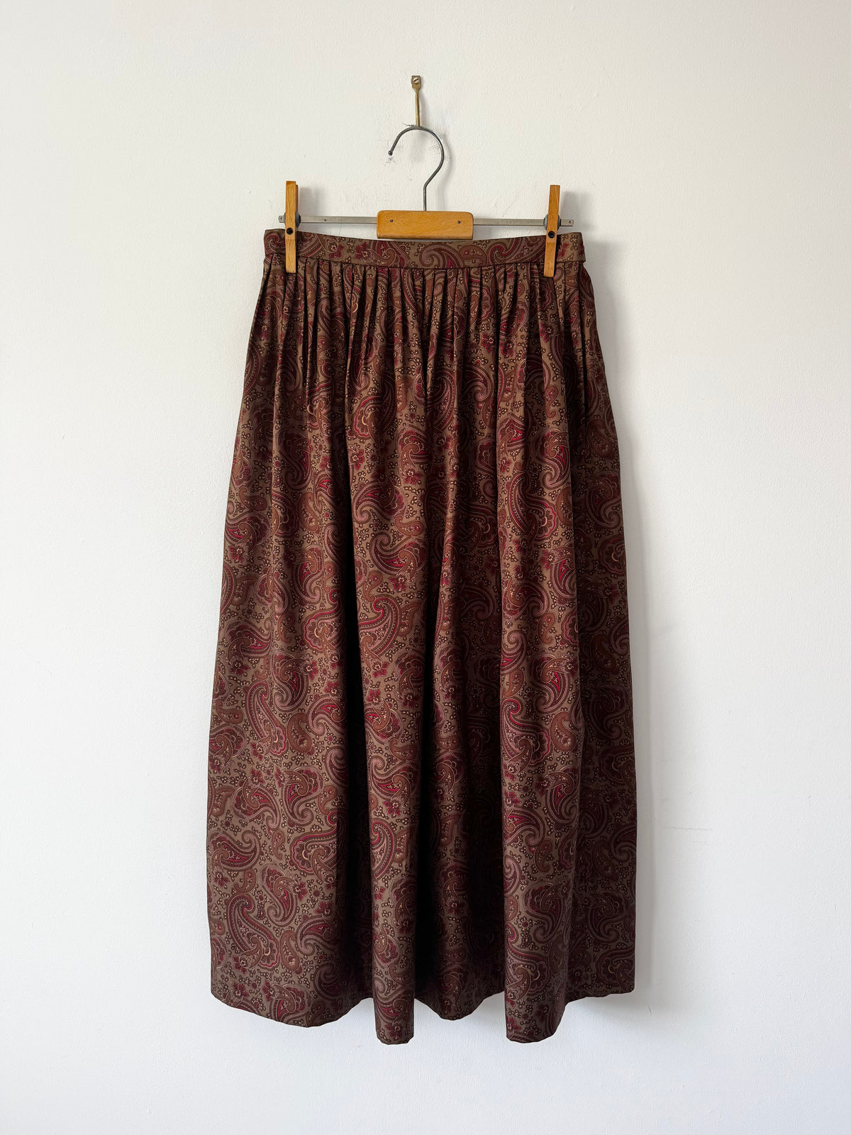 Ralph Lauren Paisley Silk Twill Gathered Midi Skirt