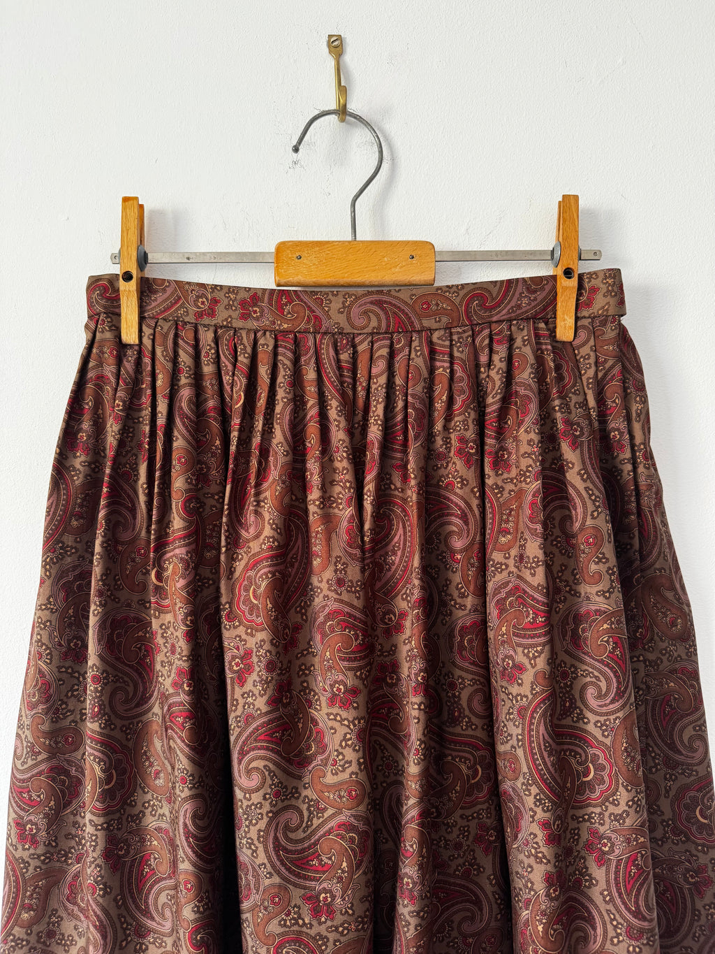 Ralph Lauren Paisley Silk Twill Gathered Midi Skirt