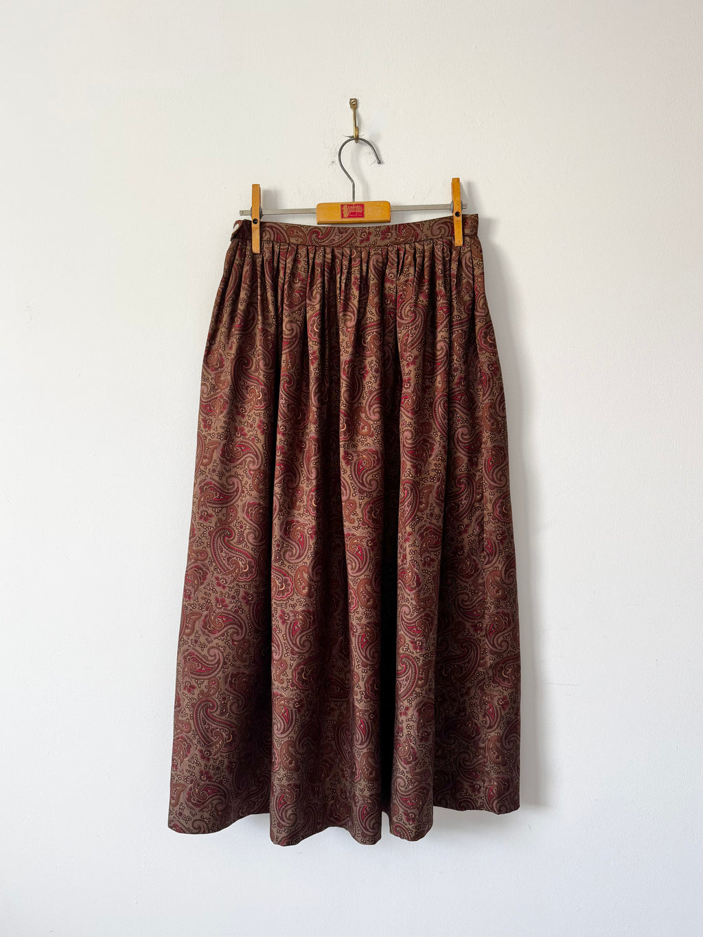 Ralph Lauren Paisley Silk Twill Gathered Midi Skirt