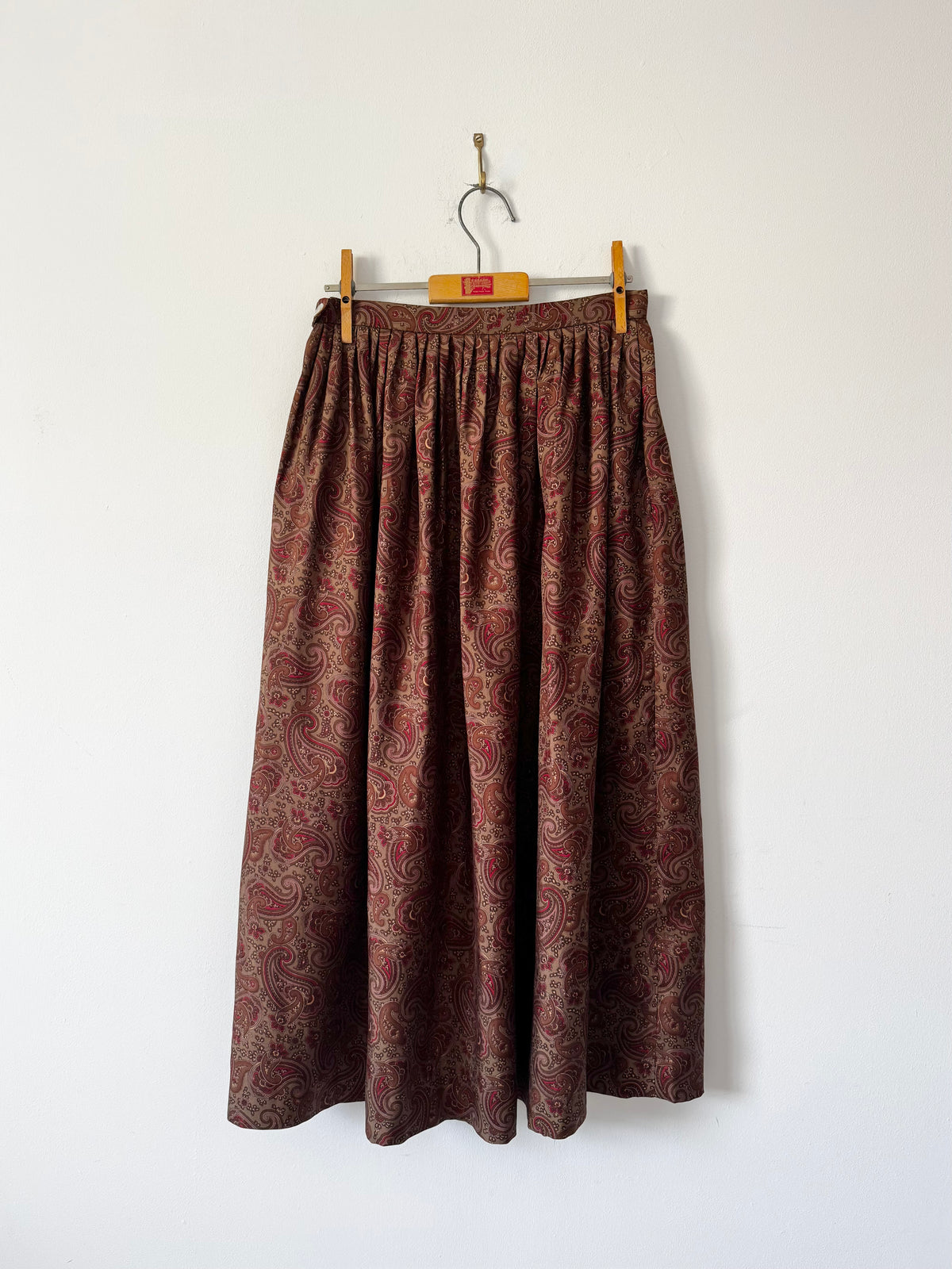Ralph Lauren Paisley Silk Twill Gathered Midi Skirt