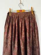 Ralph Lauren Paisley Silk Twill Gathered Midi Skirt