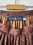 Ralph Lauren Paisley Silk Twill Gathered Midi Skirt