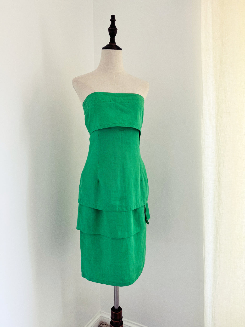 Gianni Versace Strapless Tiered Linen Dress | Circa 1989