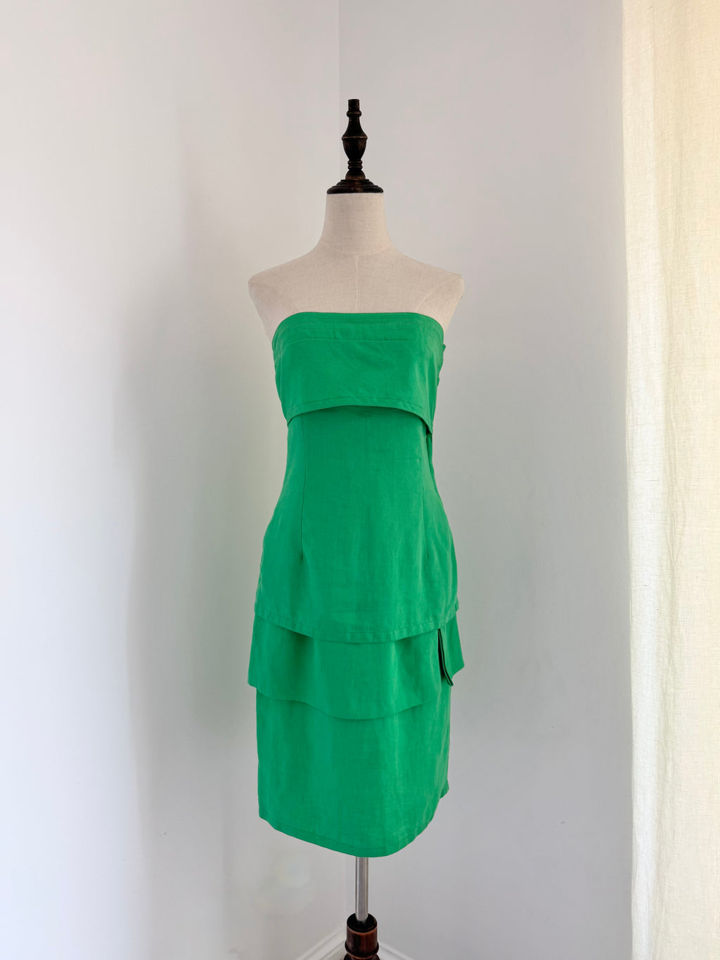 Gianni Versace Strapless Tiered Linen Dress | Circa 1989