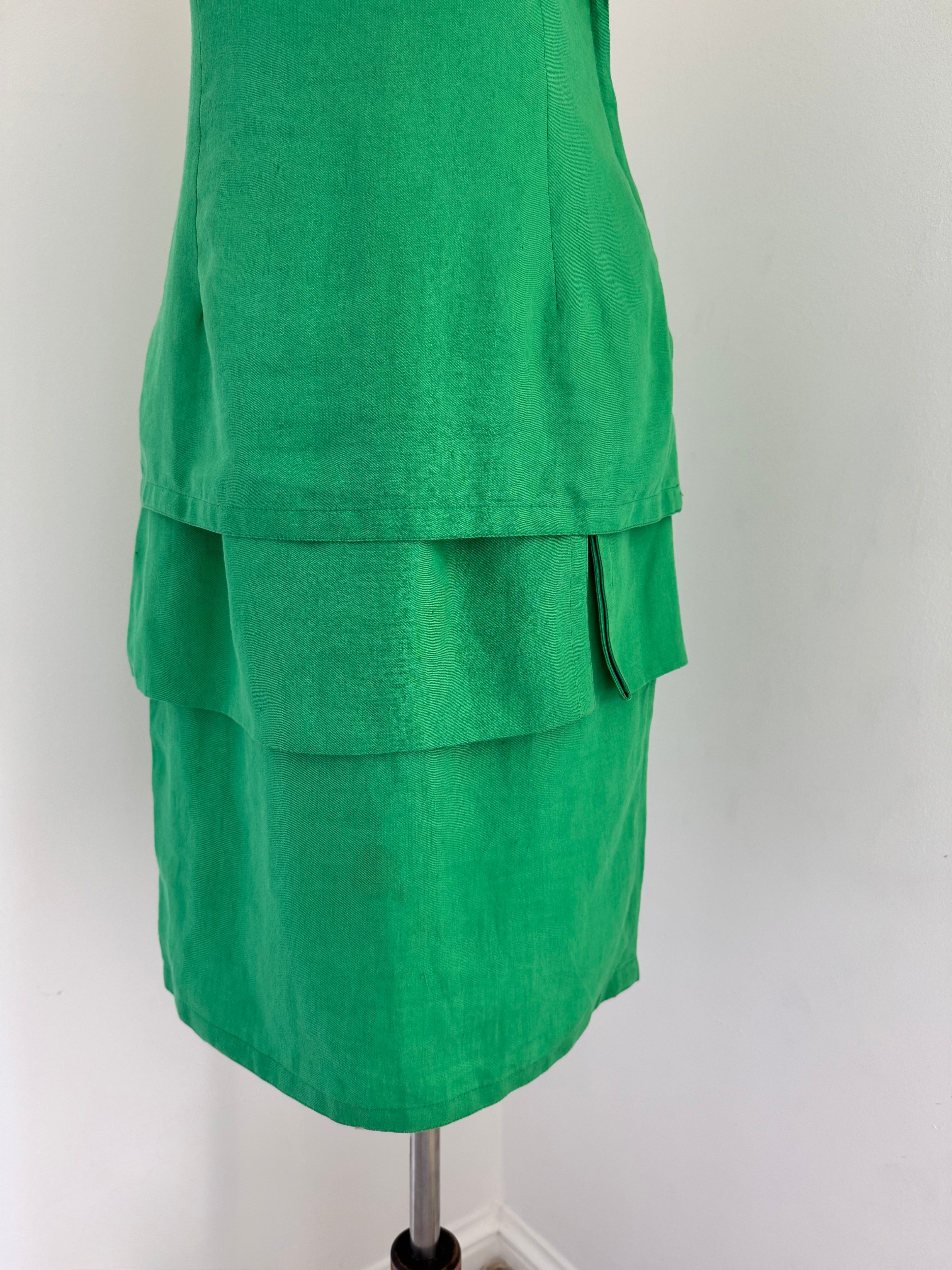 Gianni Versace Strapless Tiered Linen Dress | Circa 1989