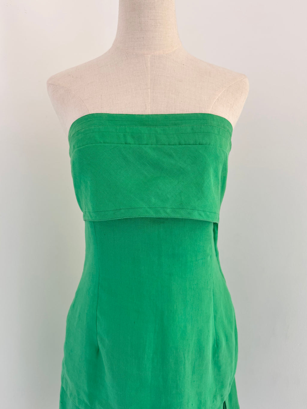 Gianni Versace Strapless Tiered Linen Dress | Circa 1989
