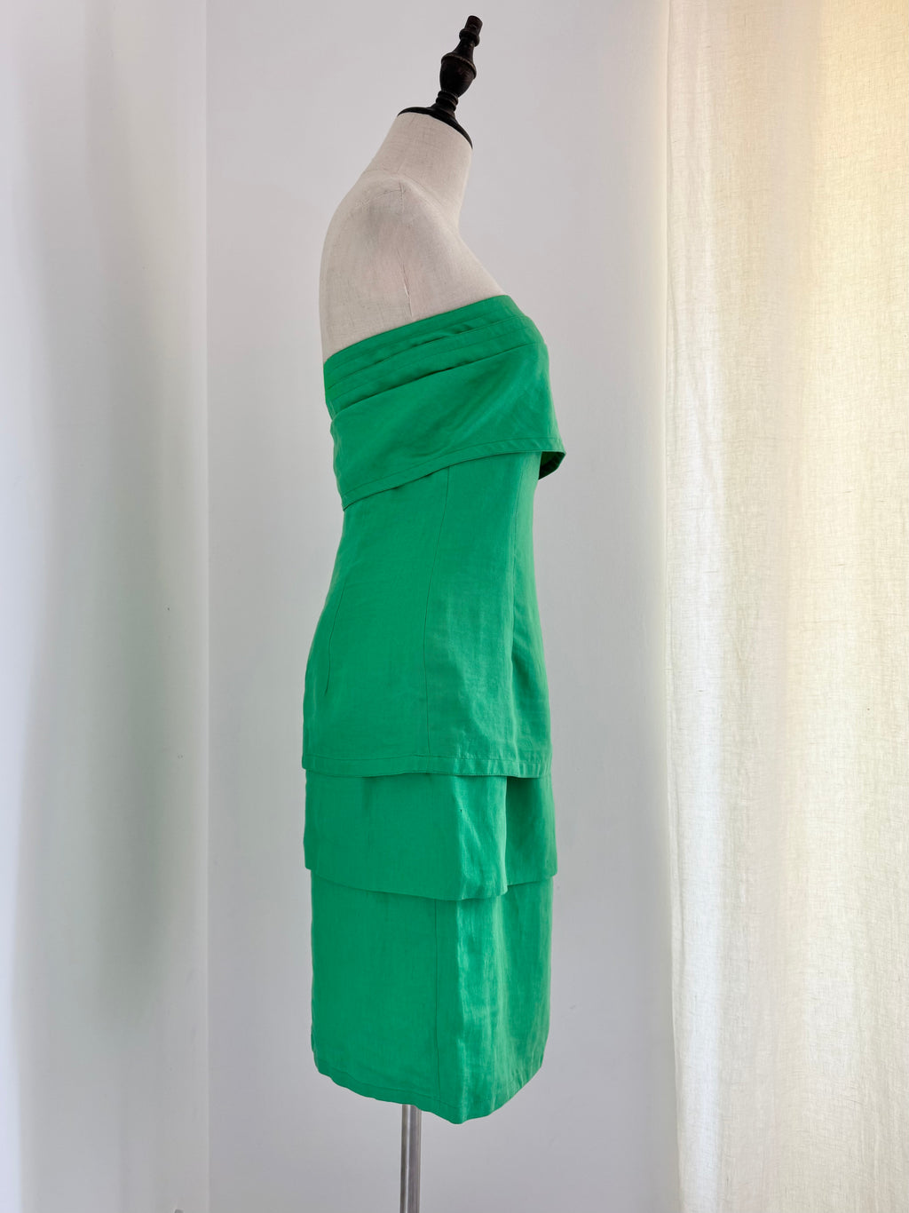 Gianni Versace Strapless Tiered Linen Dress | Circa 1989