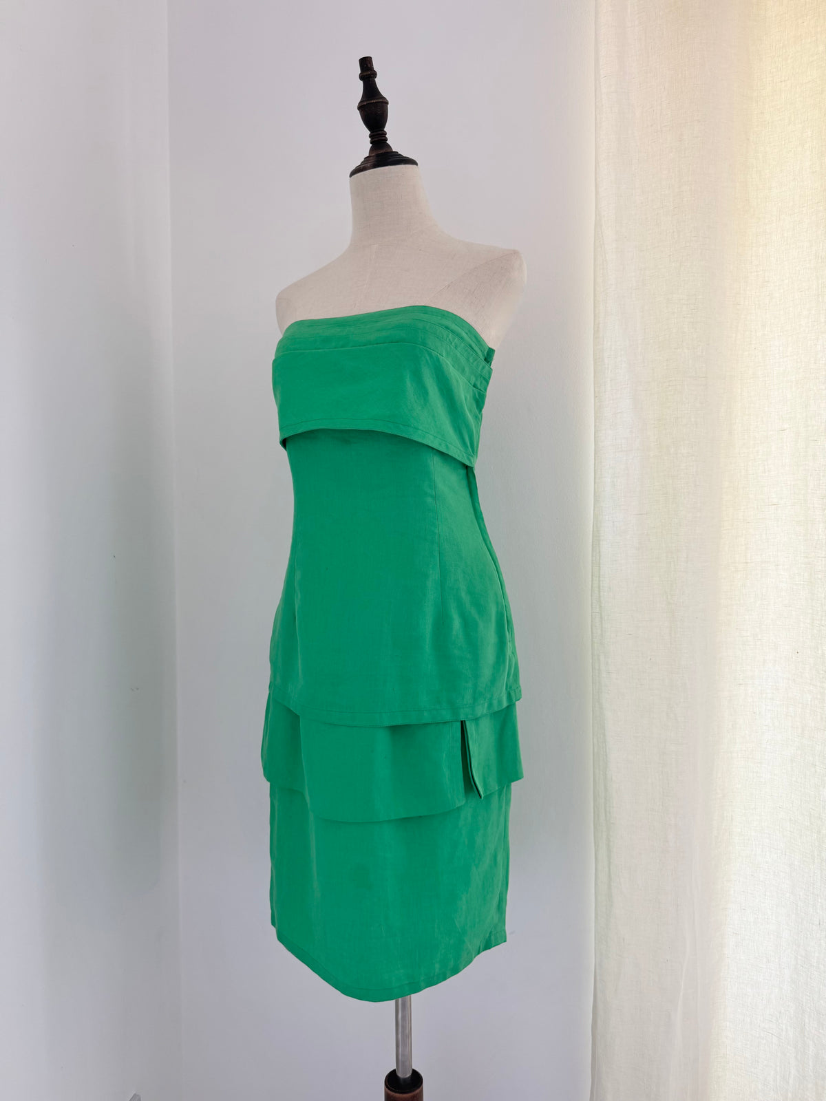 Gianni Versace Strapless Tiered Linen Dress | Circa 1989