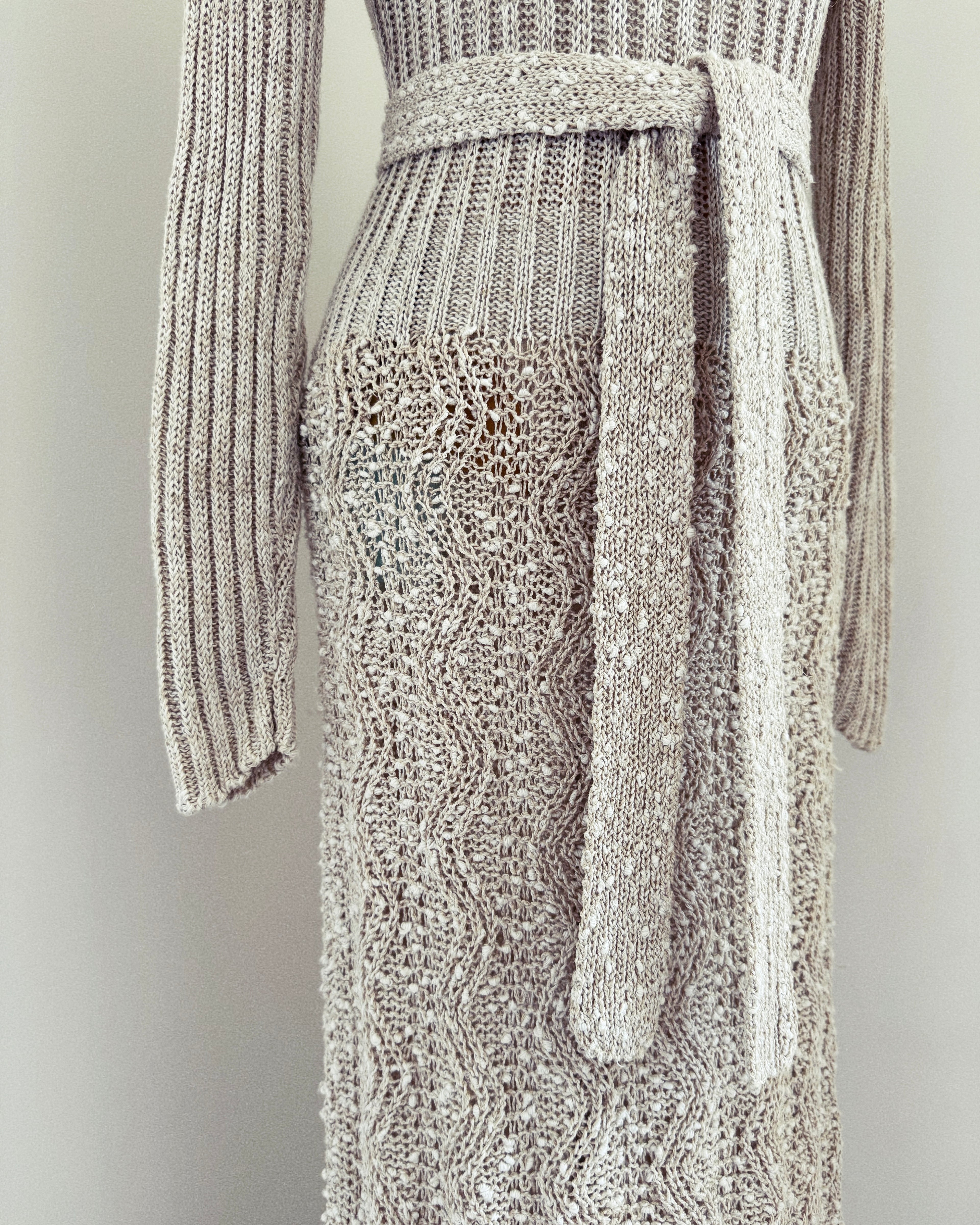 Pallas 1970s Original Hand-Loomed Irish Linen Maxi Dress