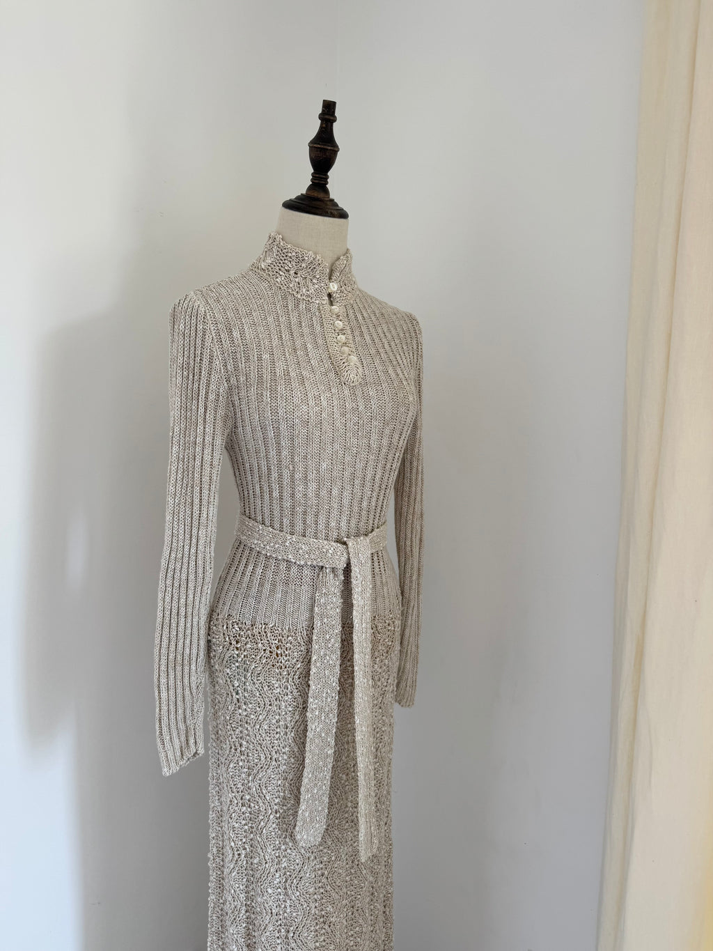 Pallas 1970s Original Hand-Loomed Irish Linen Maxi Dress