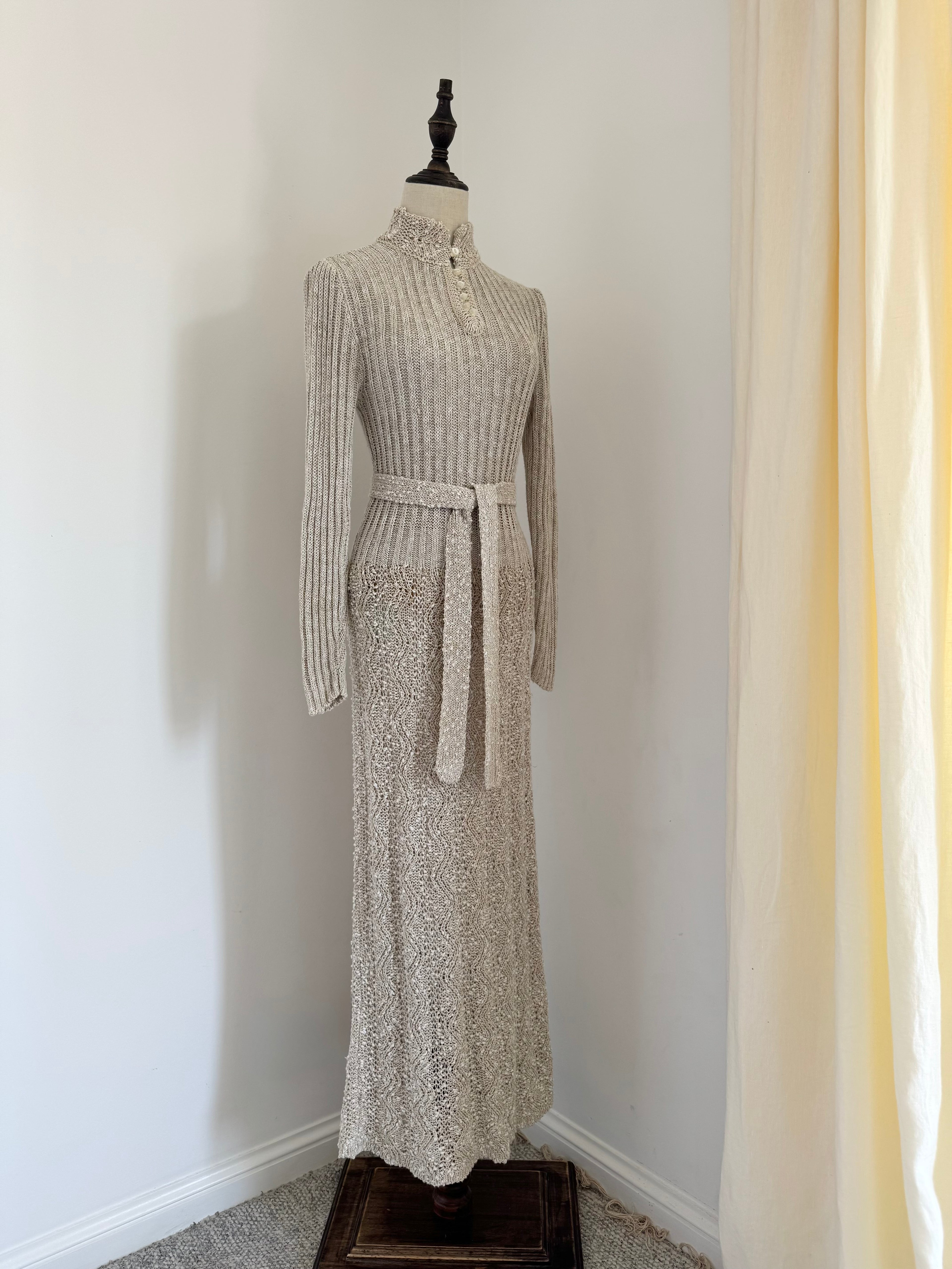 irish linen dress 1970s Pallas Original Hand-Loomed Maxi Size:17 1/2 x 35 Product-Updated-Tendrils Festival Dresses - Shop The shoestring chest tie
