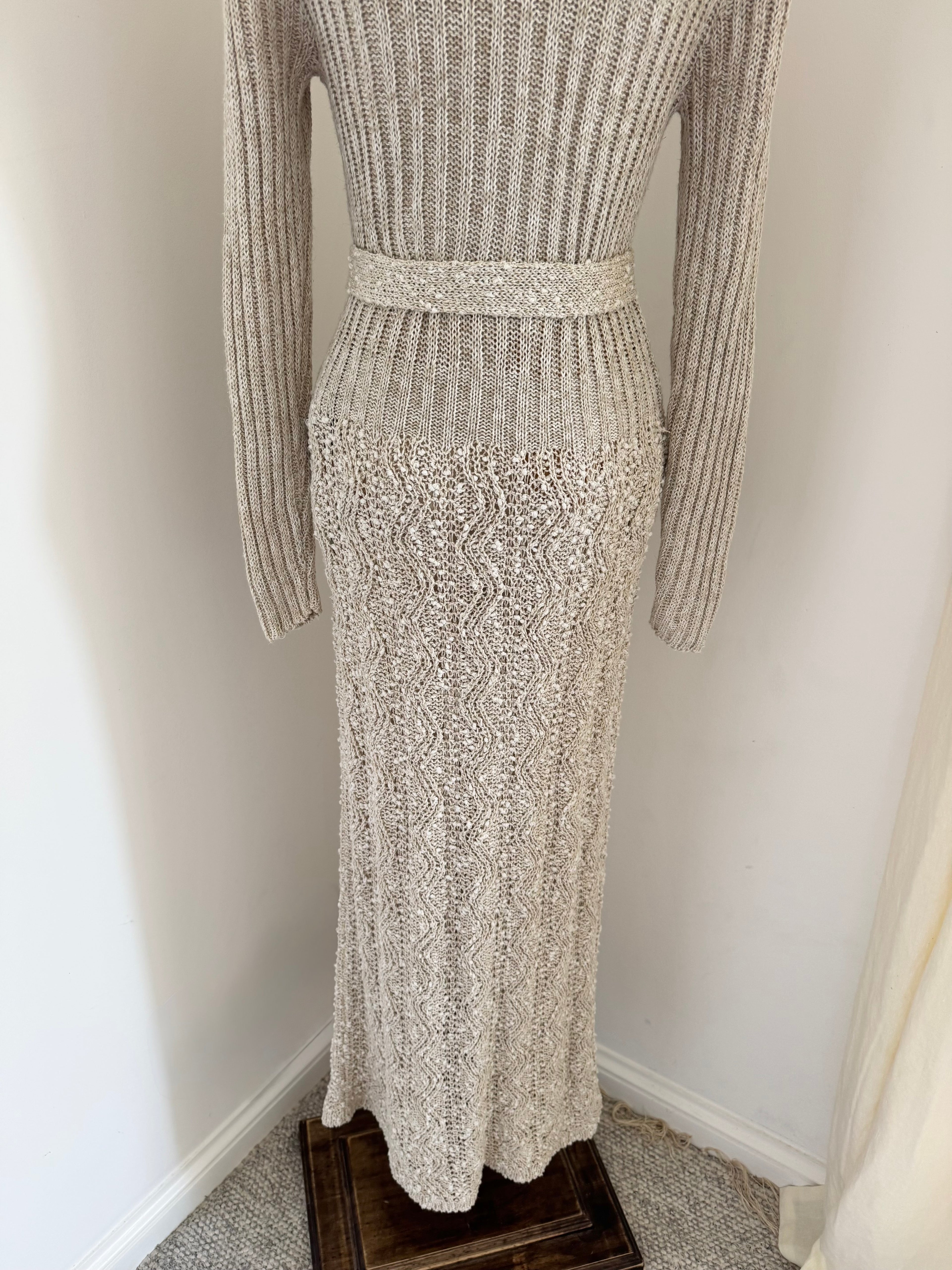 Pallas 1970s Original Hand-Loomed Irish Linen Maxi Dress