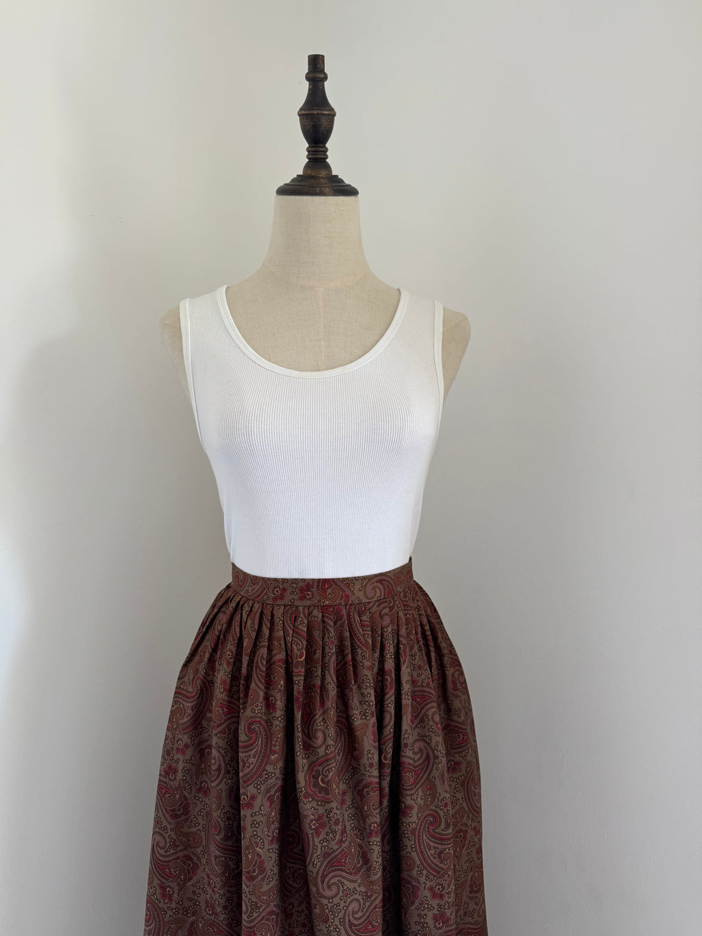 Ralph Lauren Paisley Silk Twill Gathered Midi Skirt