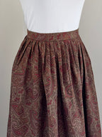 Ralph Lauren Paisley Silk Twill Gathered Midi Skirt