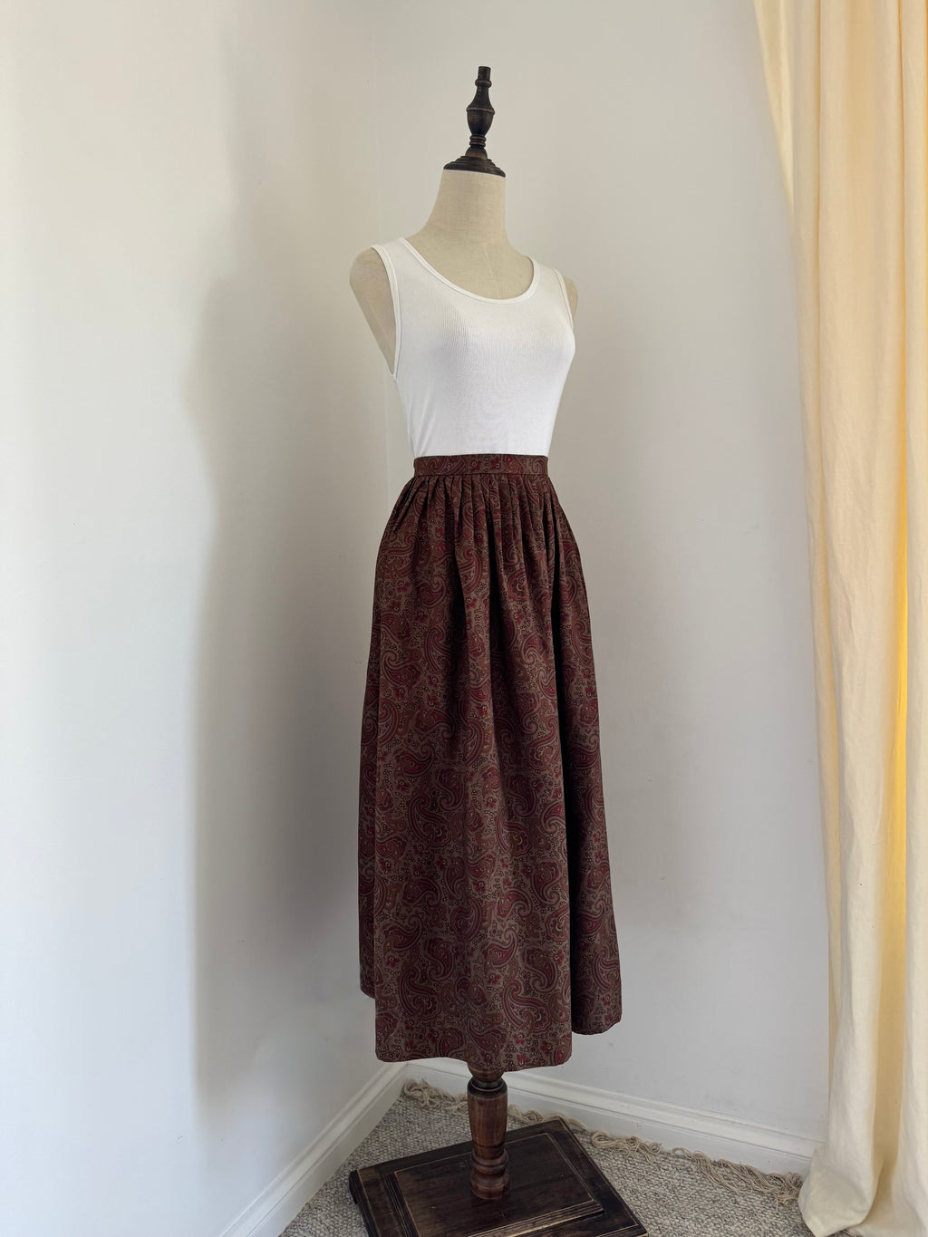 Ralph Lauren Paisley Silk Twill Gathered Midi Skirt