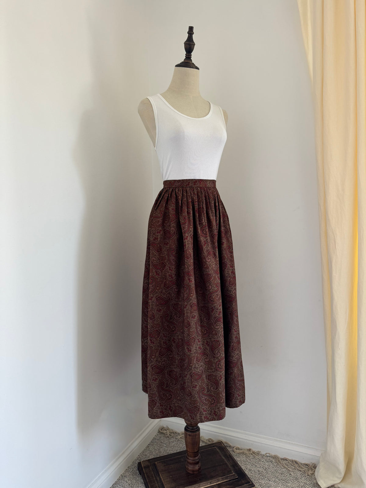 Ralph Lauren Paisley Silk Twill Gathered Midi Skirt