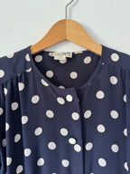 Céline Paris 1980s Silk Polka Dot Peplum Blouse