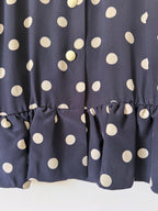 Céline Paris 1980s Silk Polka Dot Peplum Blouse