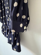 Céline Paris 1980s Silk Polka Dot Peplum Blouse