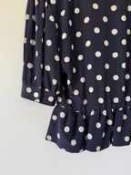 Céline Paris 1980s Silk Polka Dot Peplum Blouse
