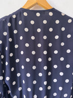 Céline Paris 1980s Silk Polka Dot Peplum Blouse