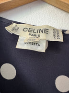 Céline Paris 1980s Silk Polka Dot Peplum Blouse