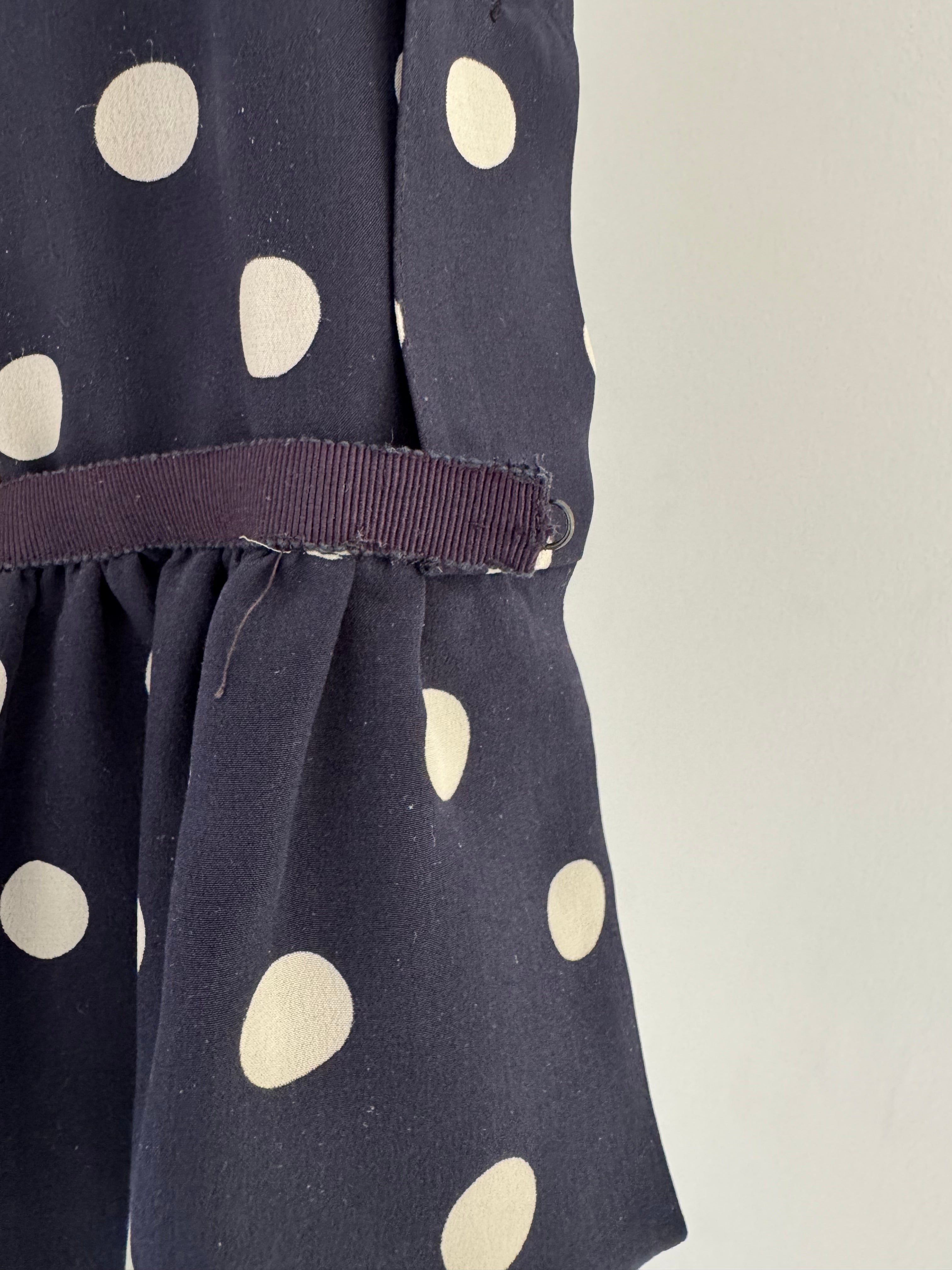 Céline Paris 1980s Silk Polka Dot Peplum Blouse