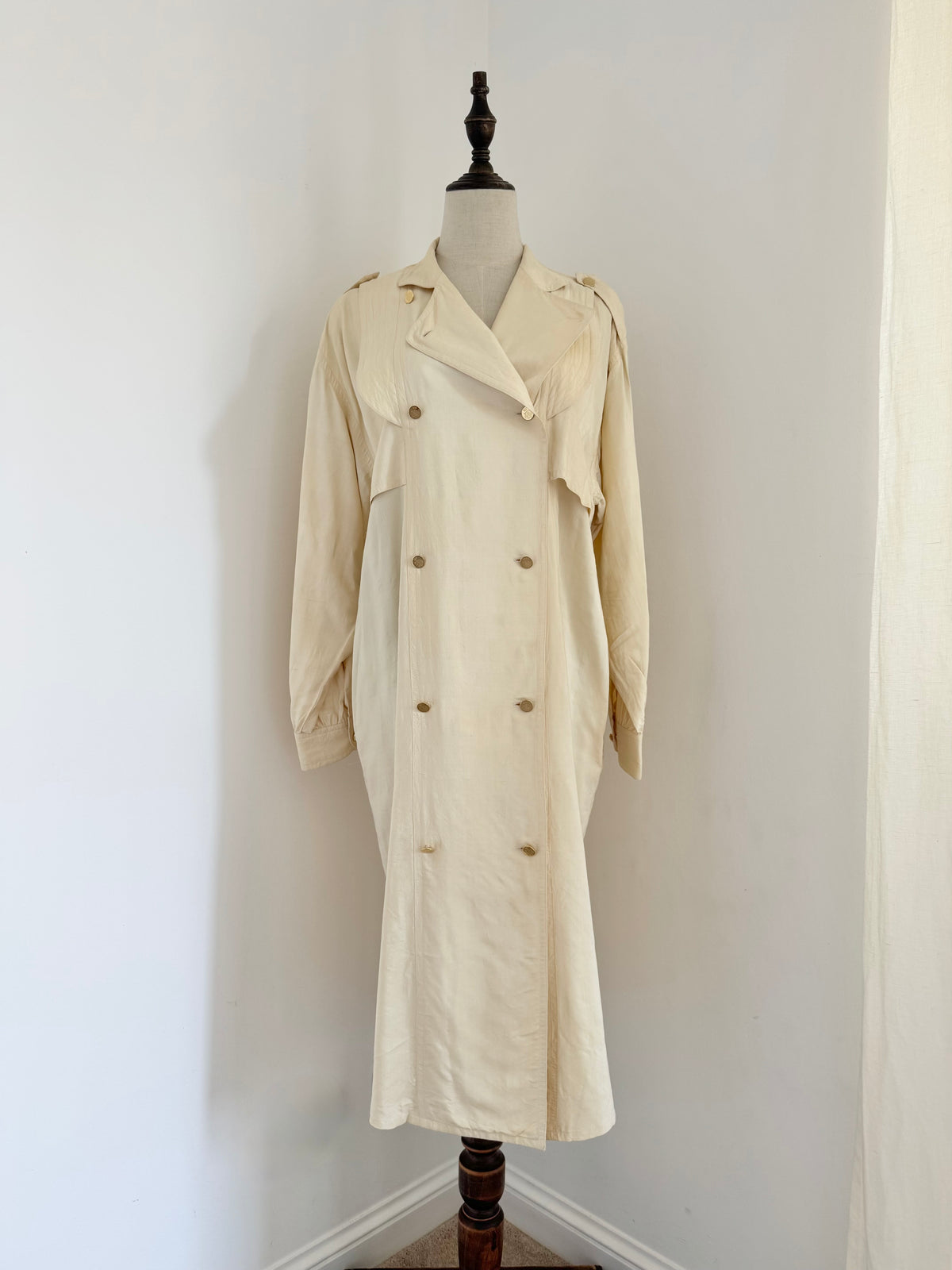 Maria Testa Late 1980s Silk Trench Coat