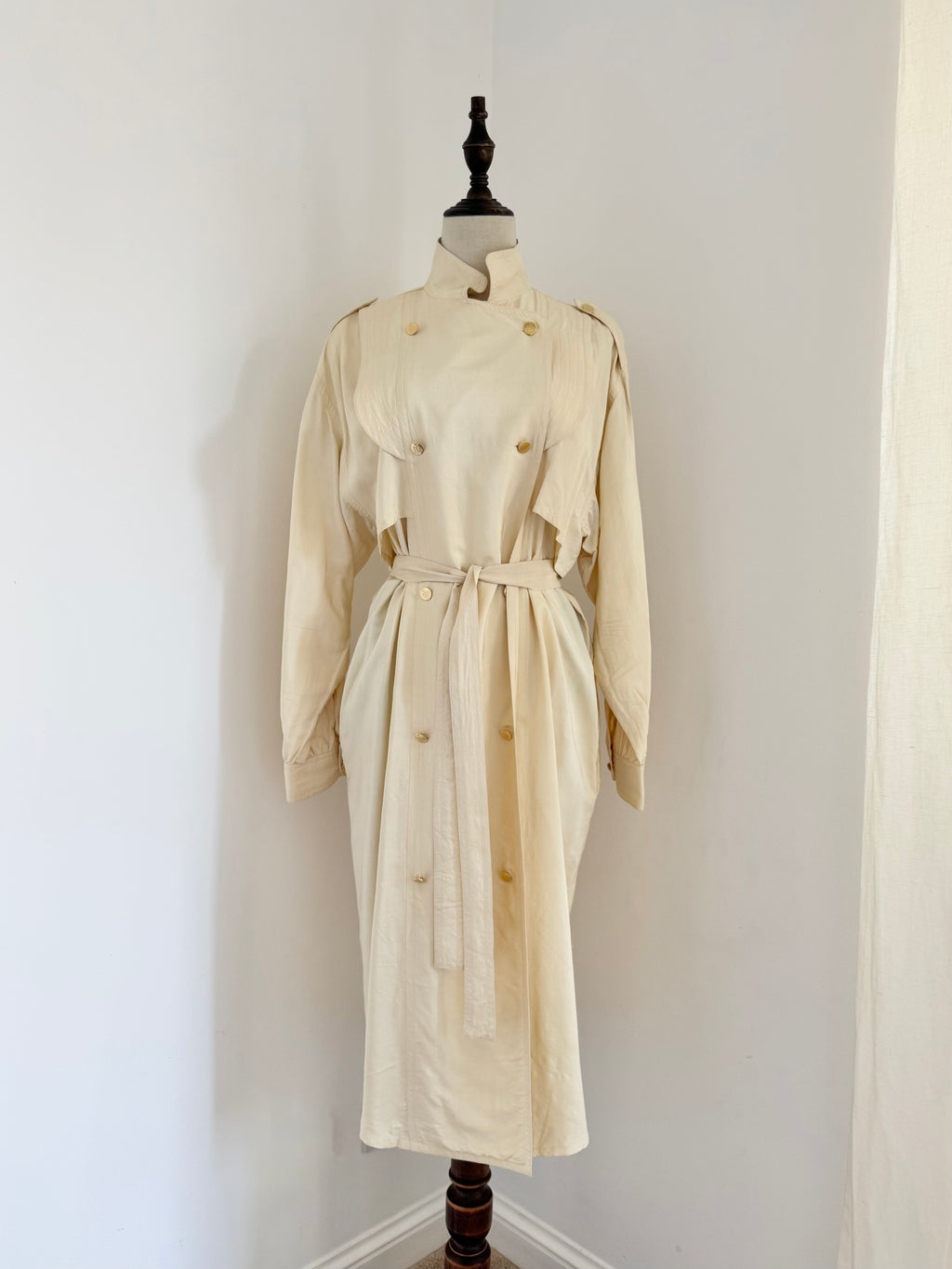 Maria Testa Late 1980s Silk Trench Coat