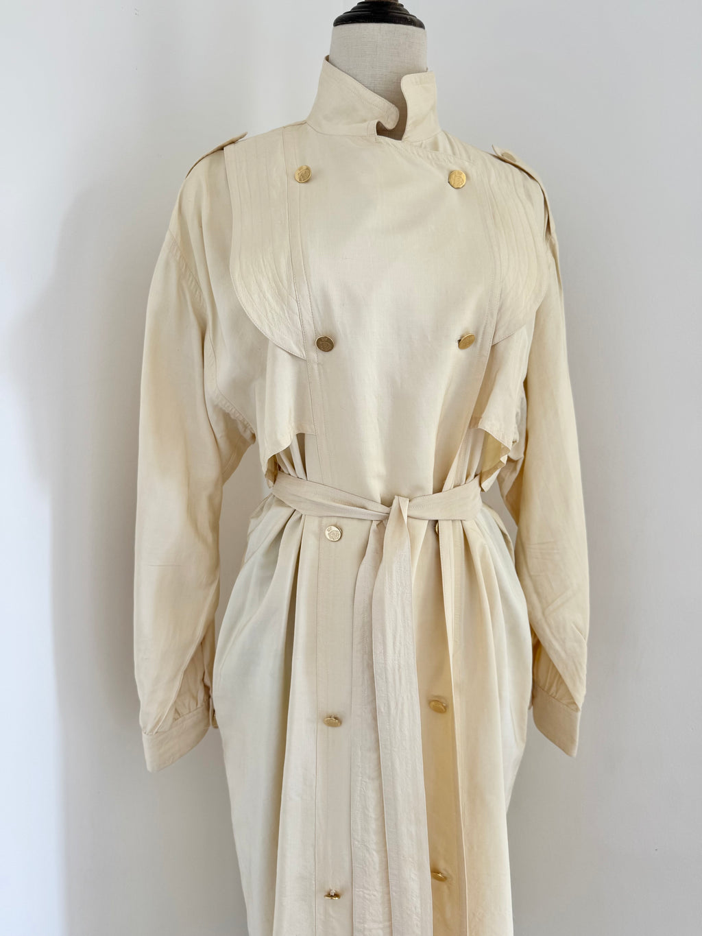 Maria Testa Late 1980s Silk Trench Coat