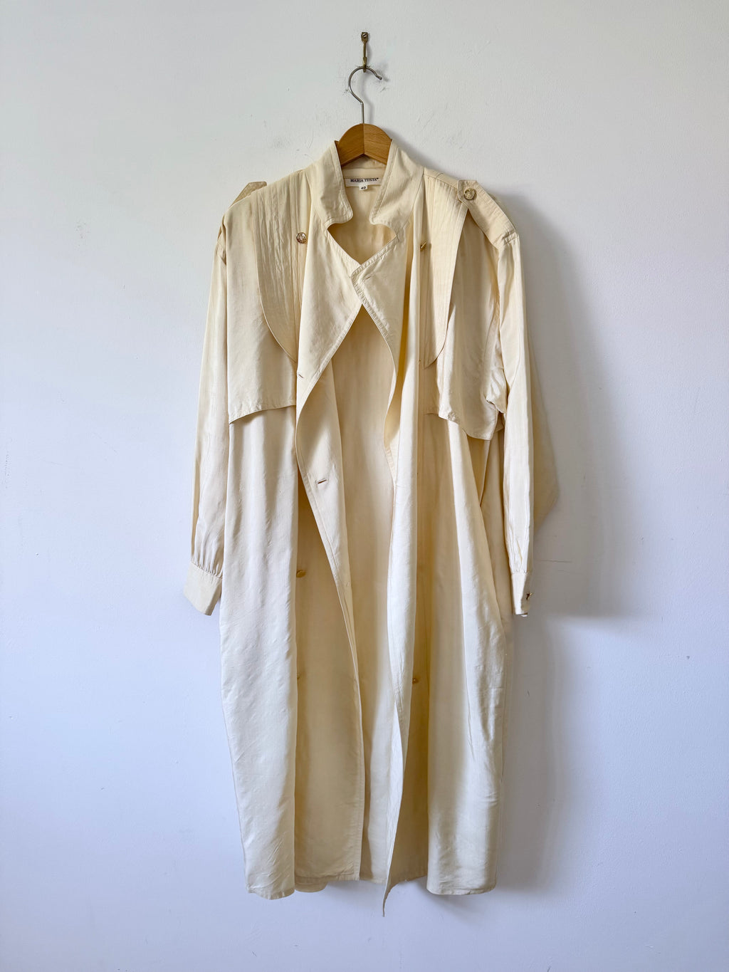Maria Testa Late 1980s Silk Trench Coat