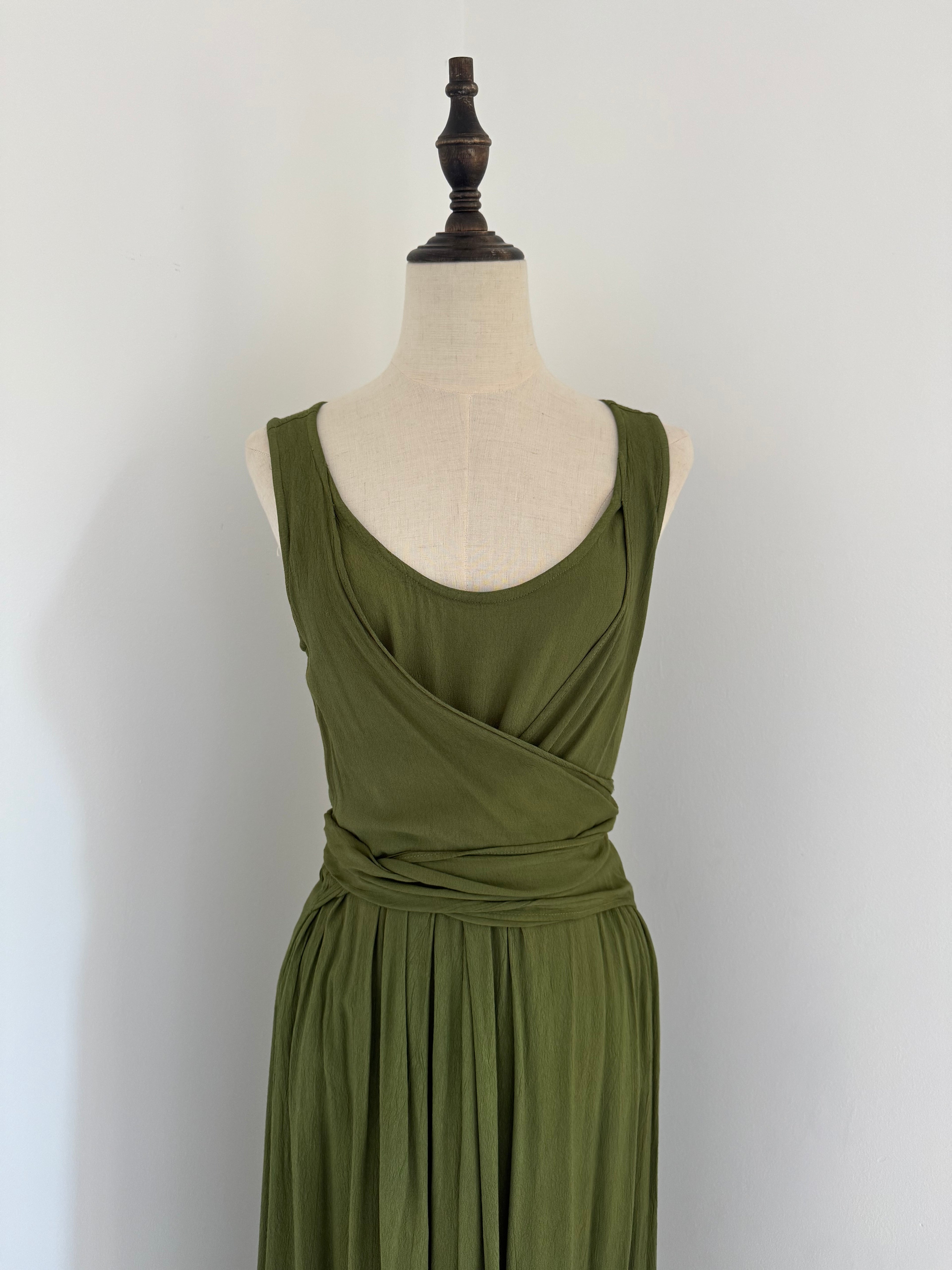 Ghost London Olive Crêpe Wrap Maxi Dress