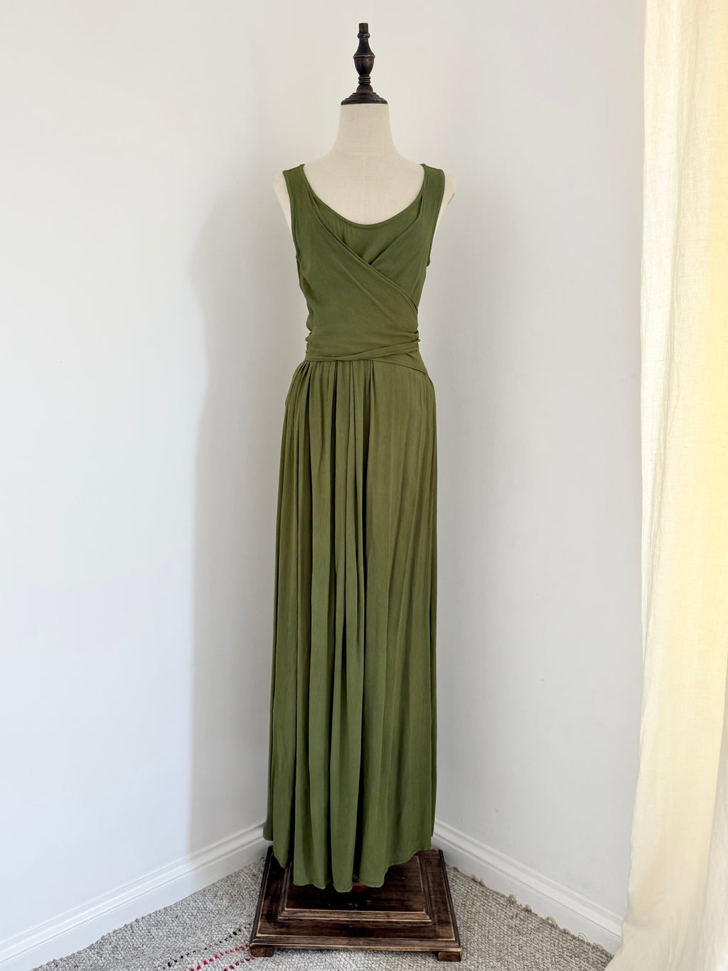 Ghost London Olive Crêpe Wrap Maxi Dress