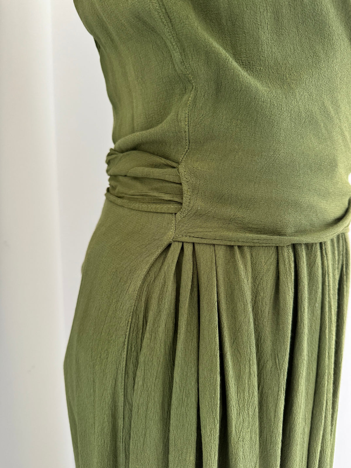 Ghost London Olive Crêpe Wrap Maxi Dress