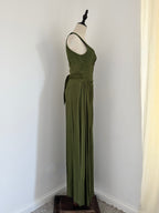 Ghost London Olive Crêpe Wrap Maxi Dress