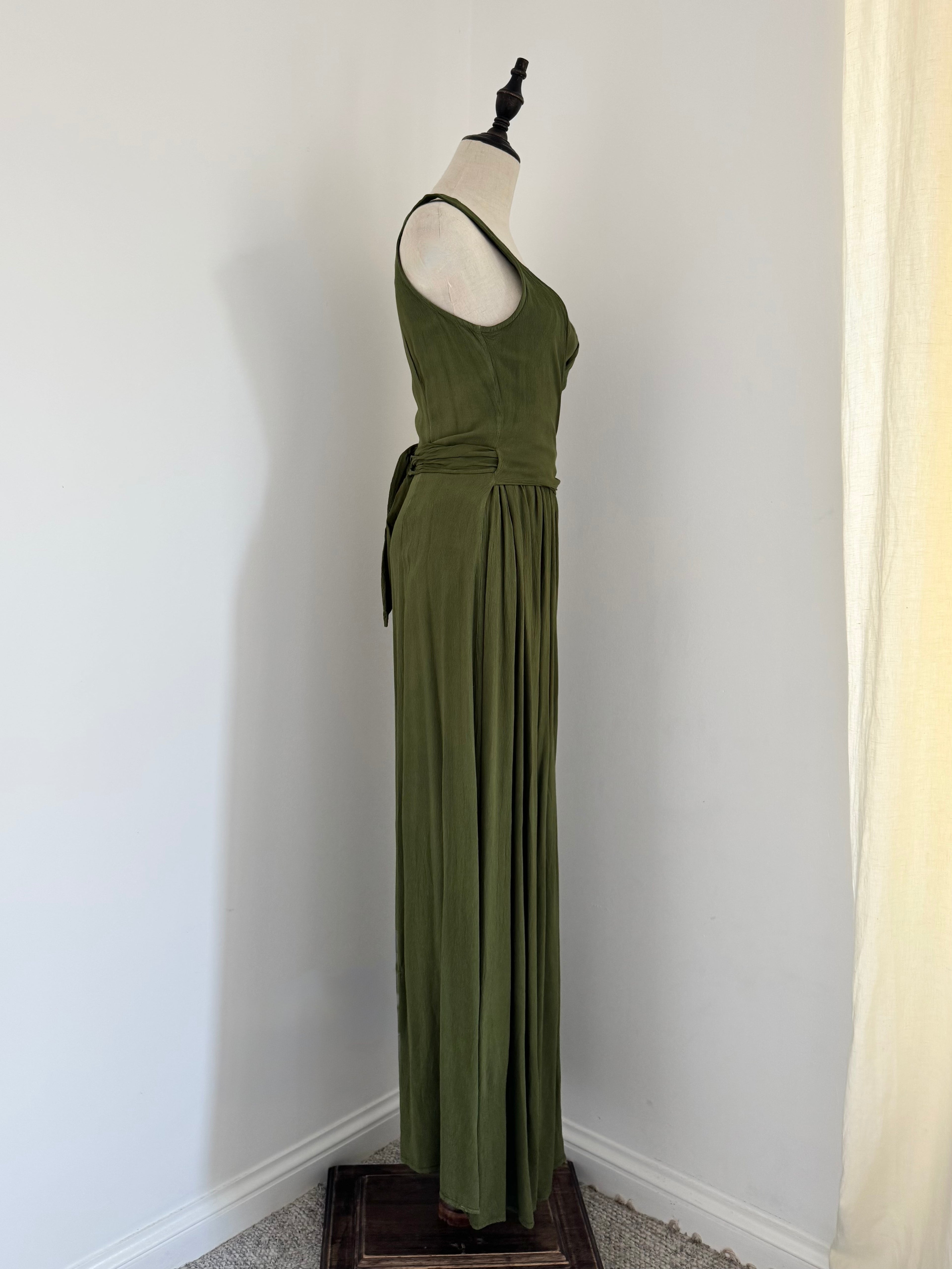 Ghost London Olive Crêpe Wrap Maxi Dress
