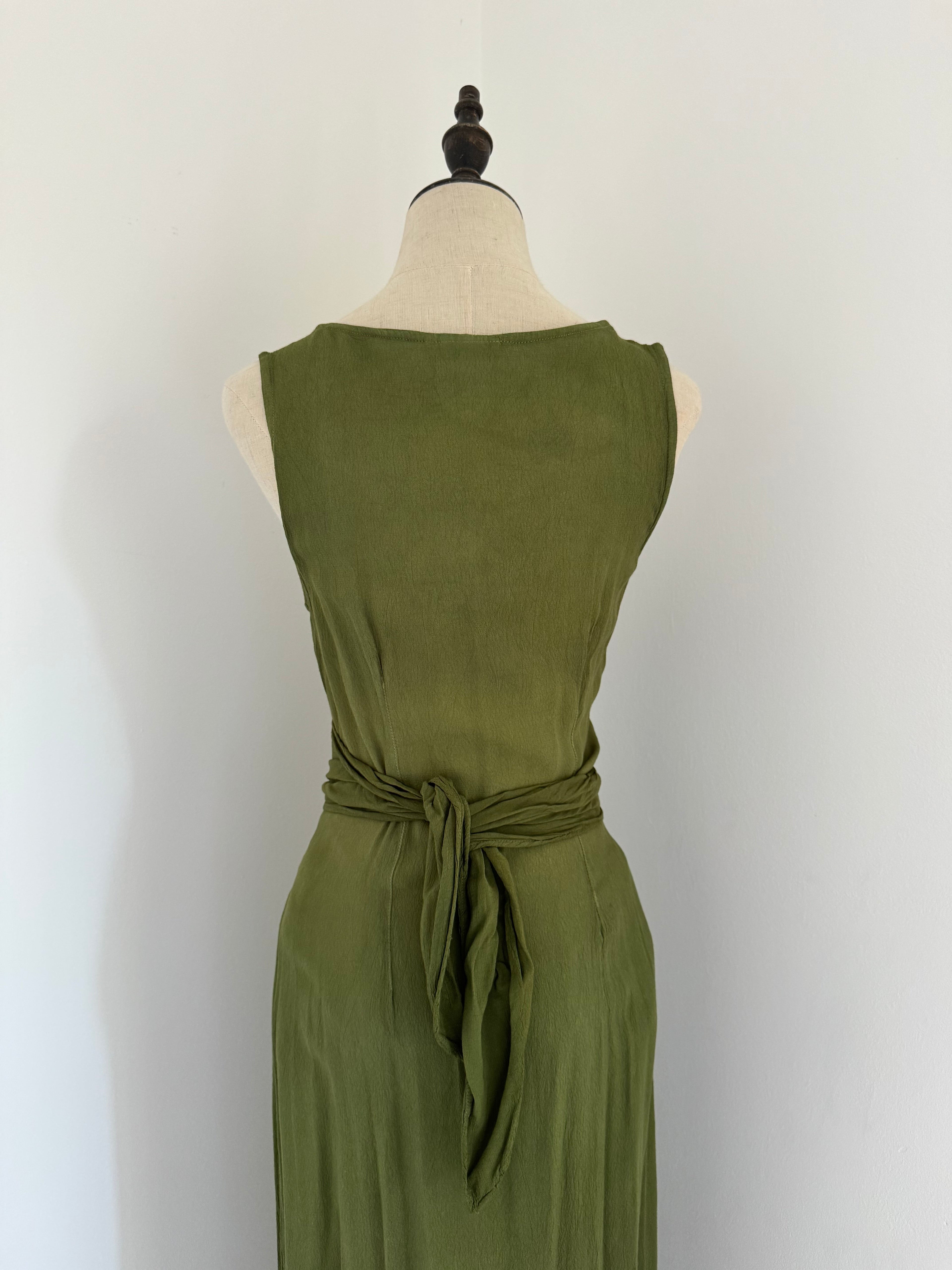 Ghost London Olive Crêpe Wrap Maxi Dress