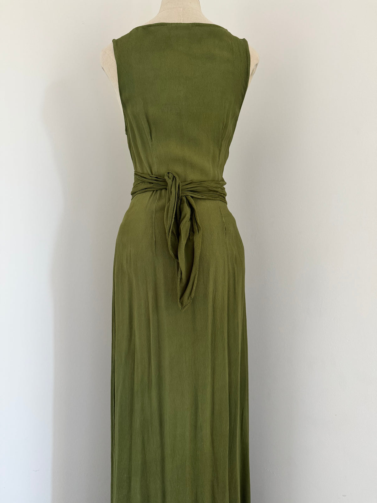 Ghost London Olive Crêpe Wrap Maxi Dress