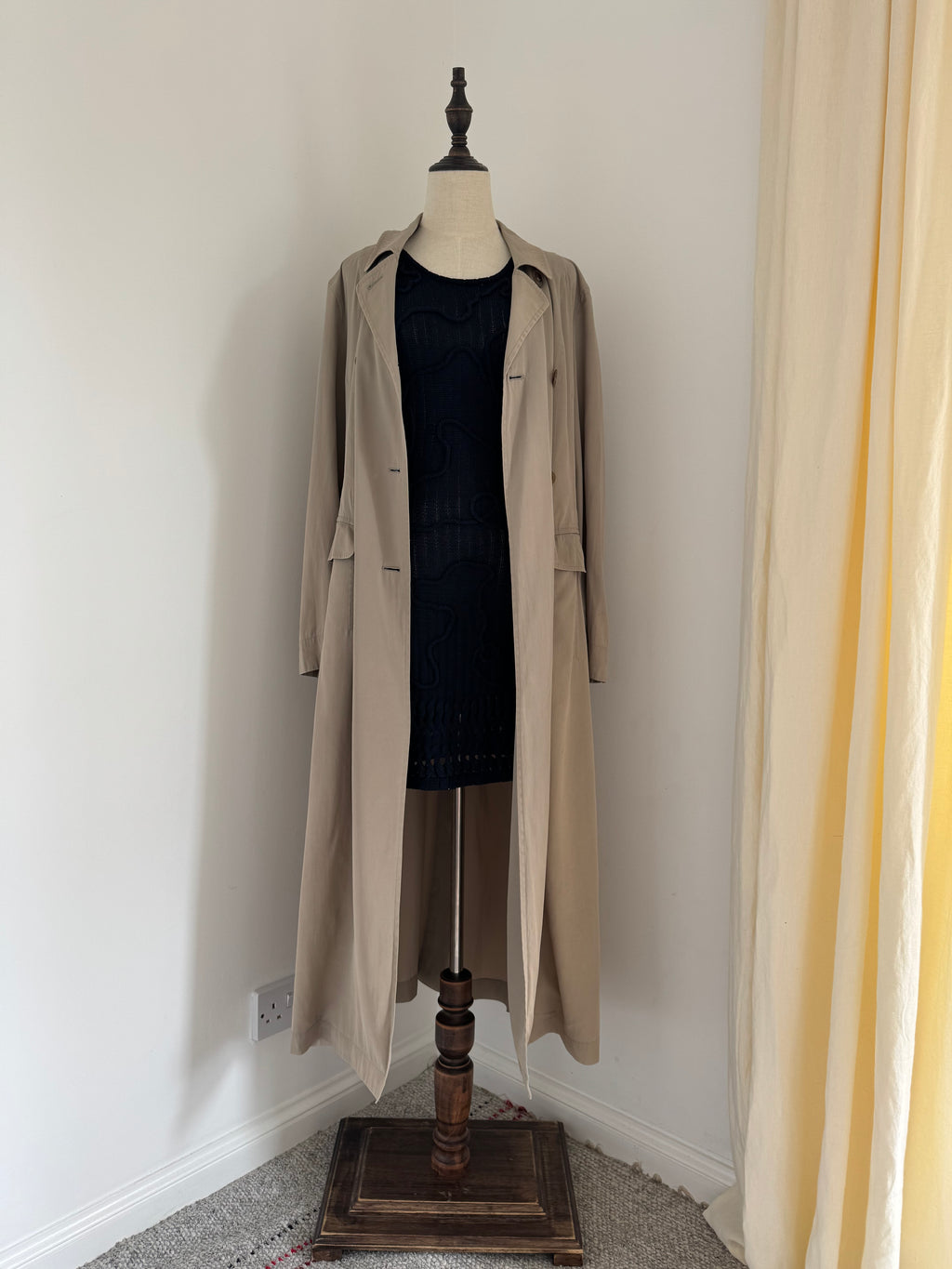 Strenesse 1990s Fluid Ankle-Length Trench Coat