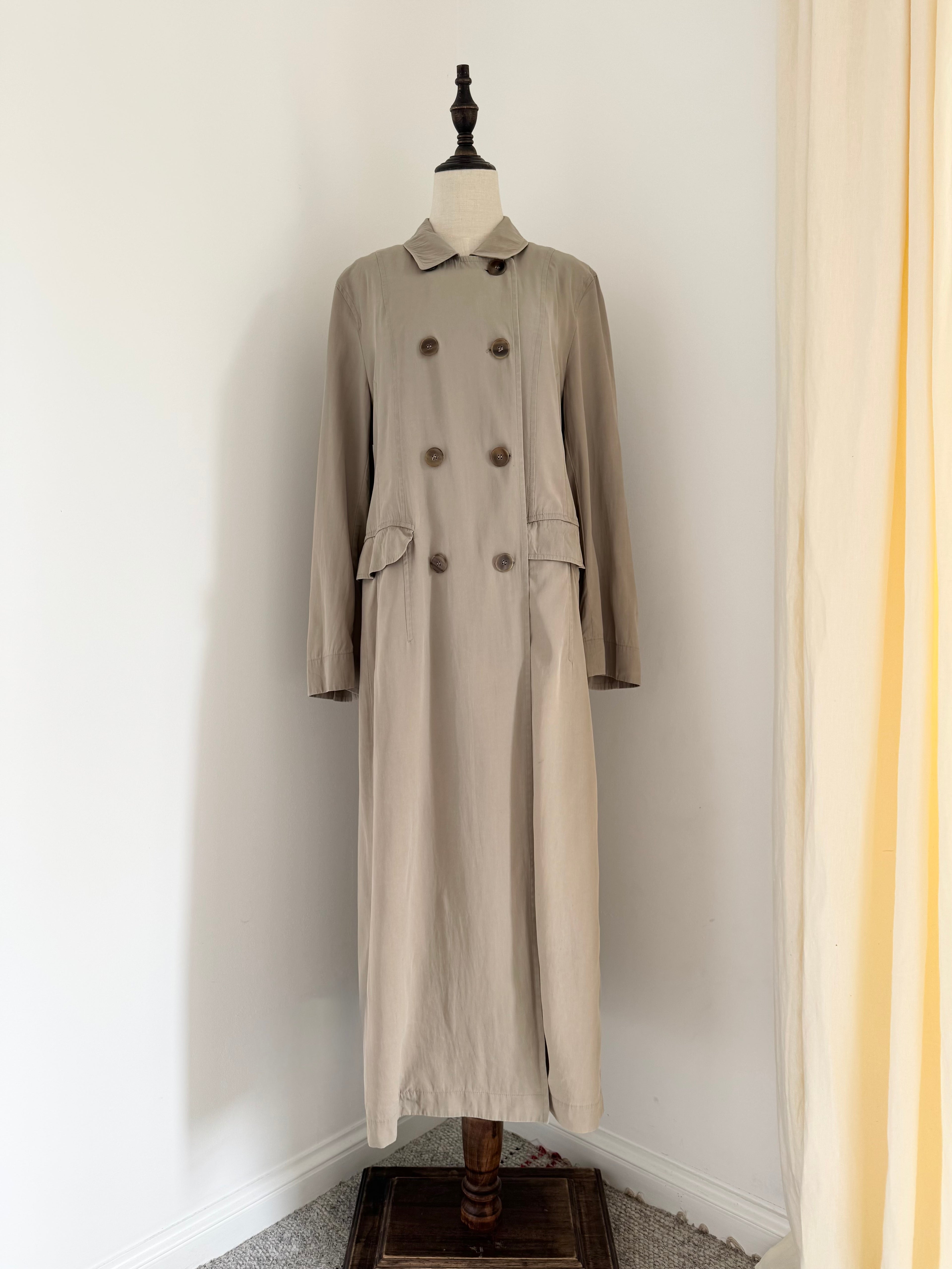 Strenesse 1990s Fluid Ankle-Length Trench Coat
