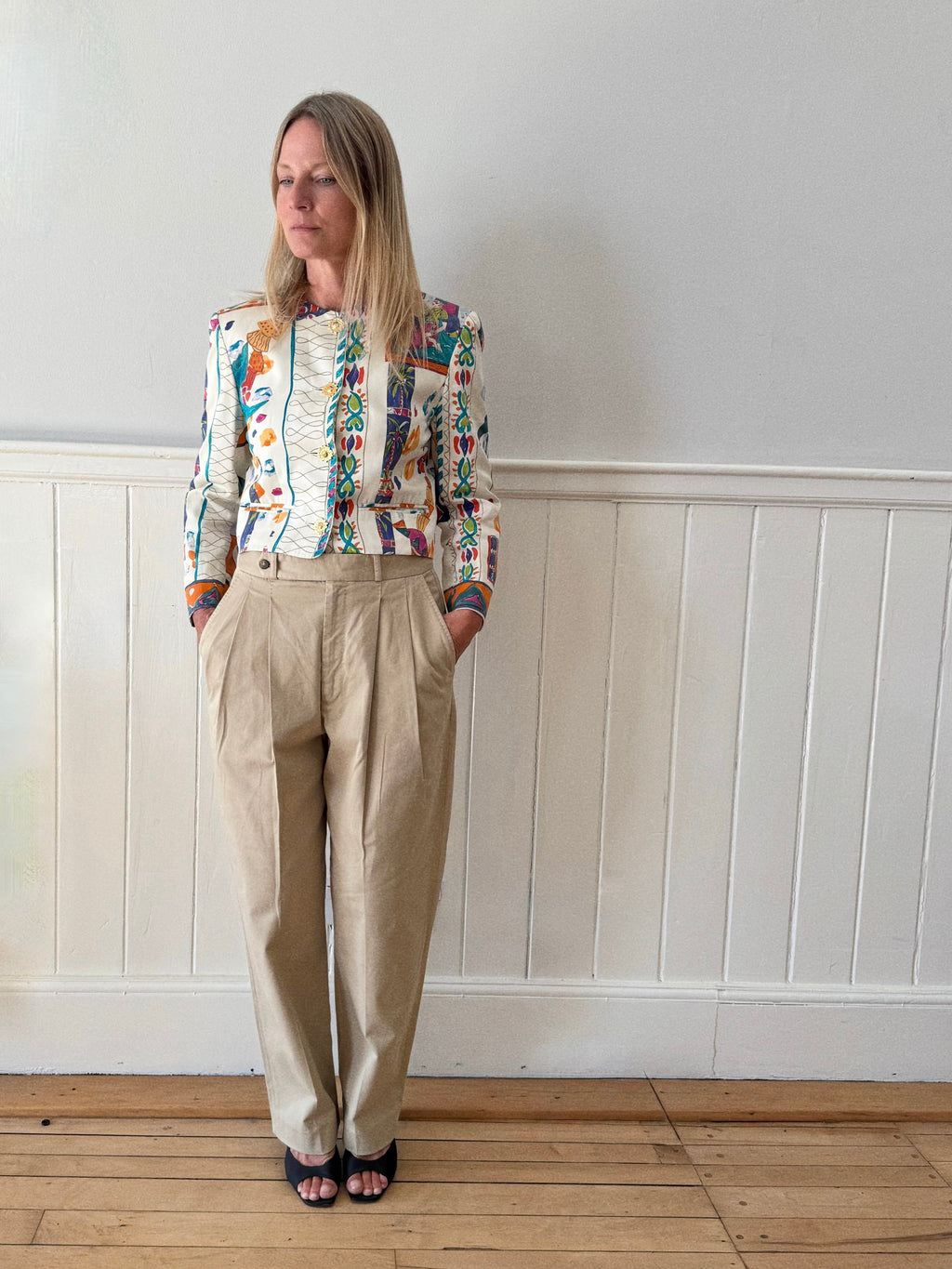 Louis Féraud Cotton Sateen Cropped Jacket