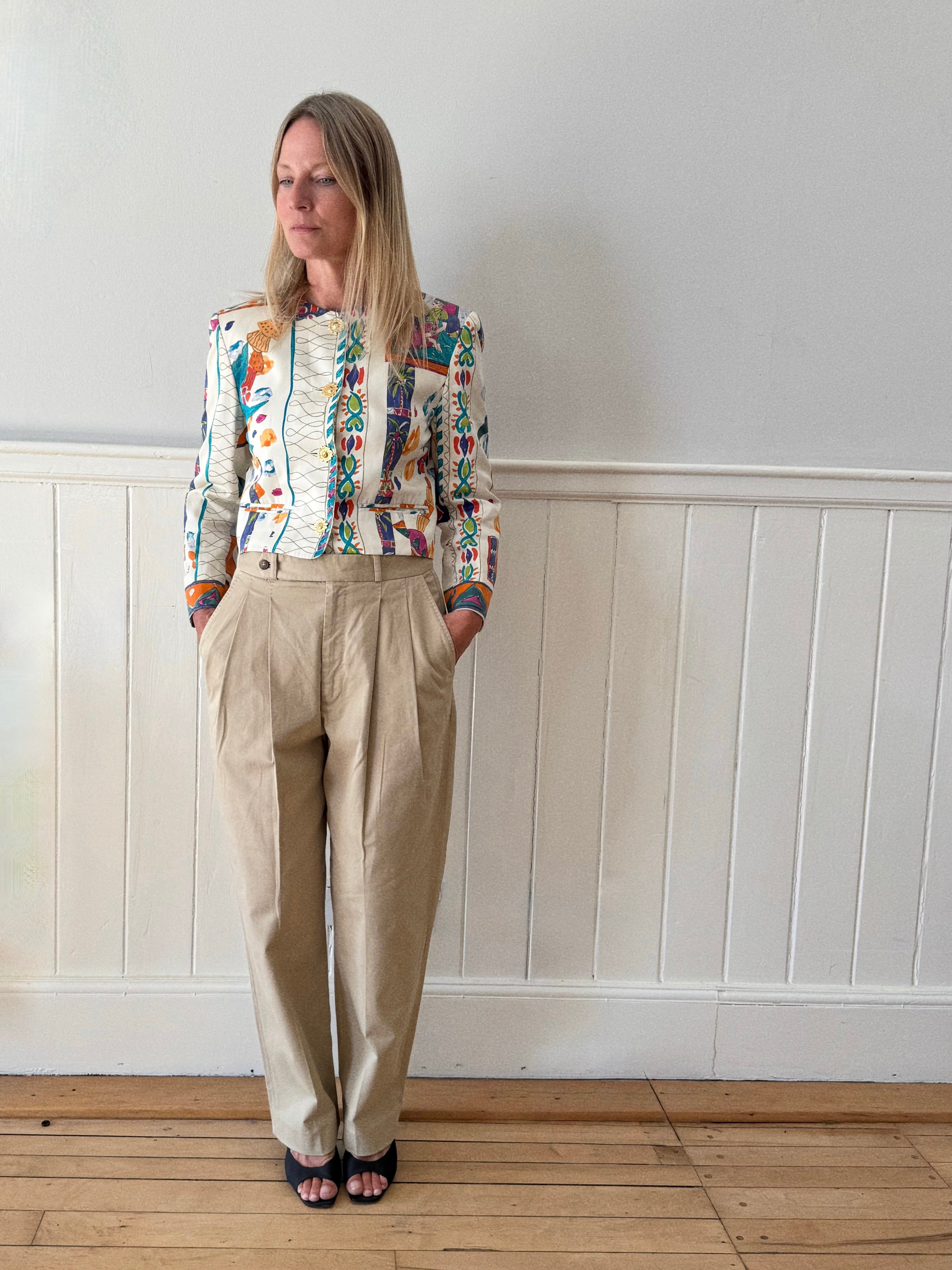 Louis Féraud Cotton Sateen Cropped Jacket