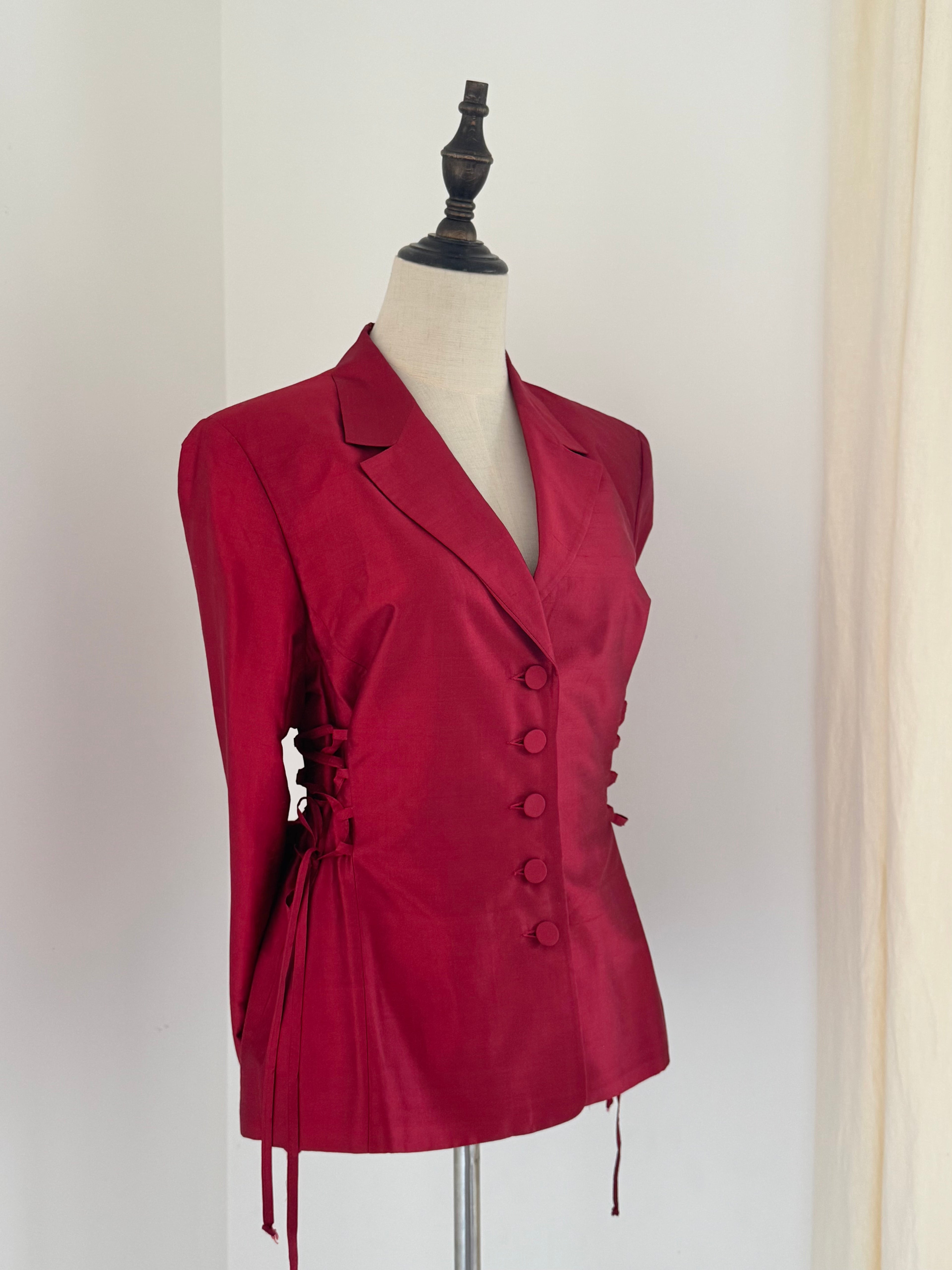 Cacharel Silk Dupion Side-Laced Blazer