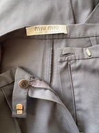 Miu Miu Grey Cotton-Blend Pencil Skirt
