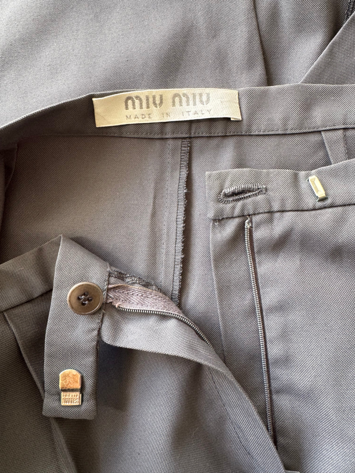Miu Miu Grey Cotton-Blend Pencil Skirt