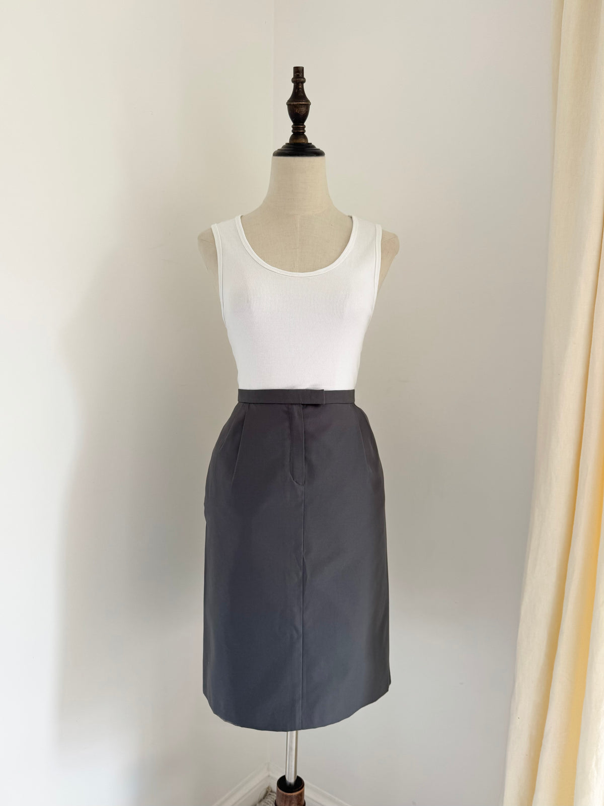 Miu Miu Grey Cotton-Blend Pencil Skirt