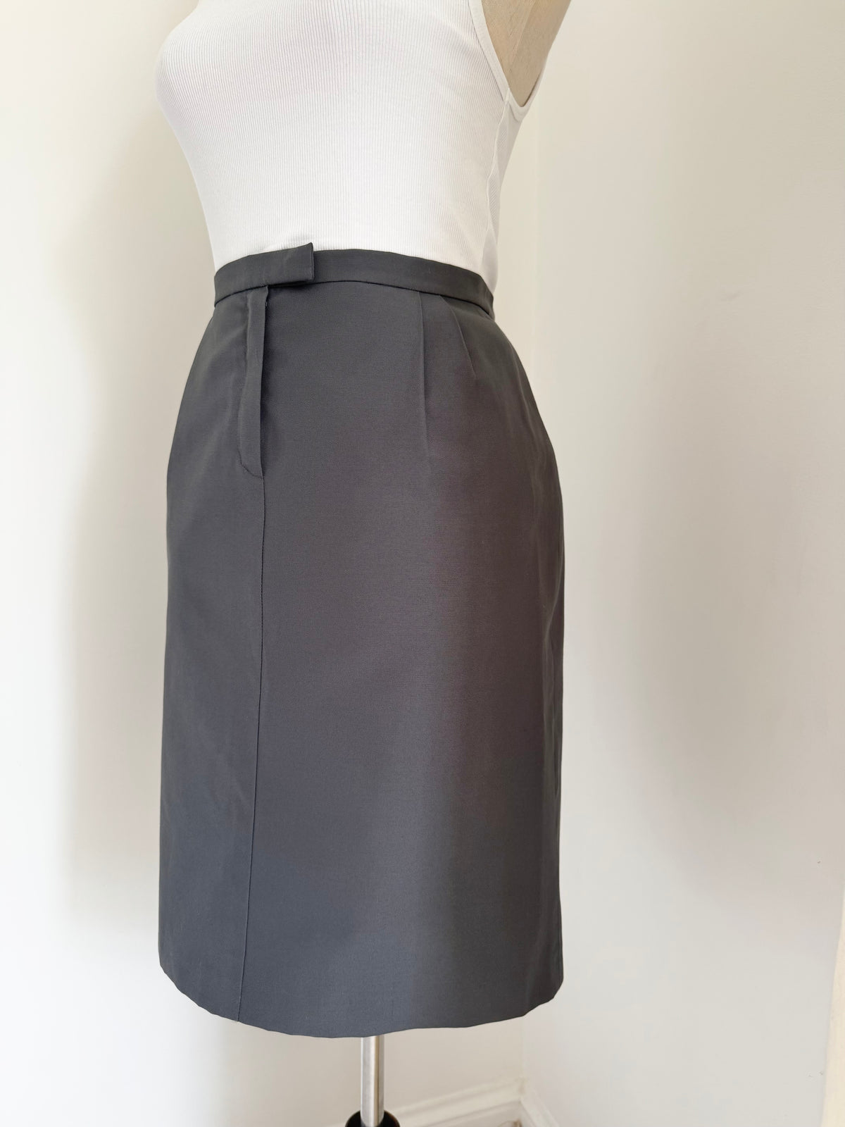 Miu Miu Grey Cotton-Blend Pencil Skirt